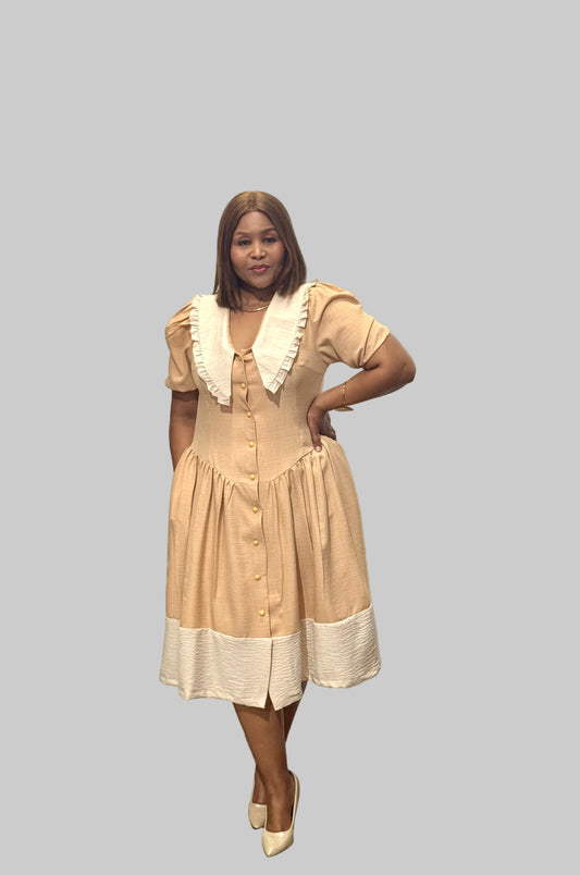 FR1089 NUDE/CREAM BABYDOLL DRESS