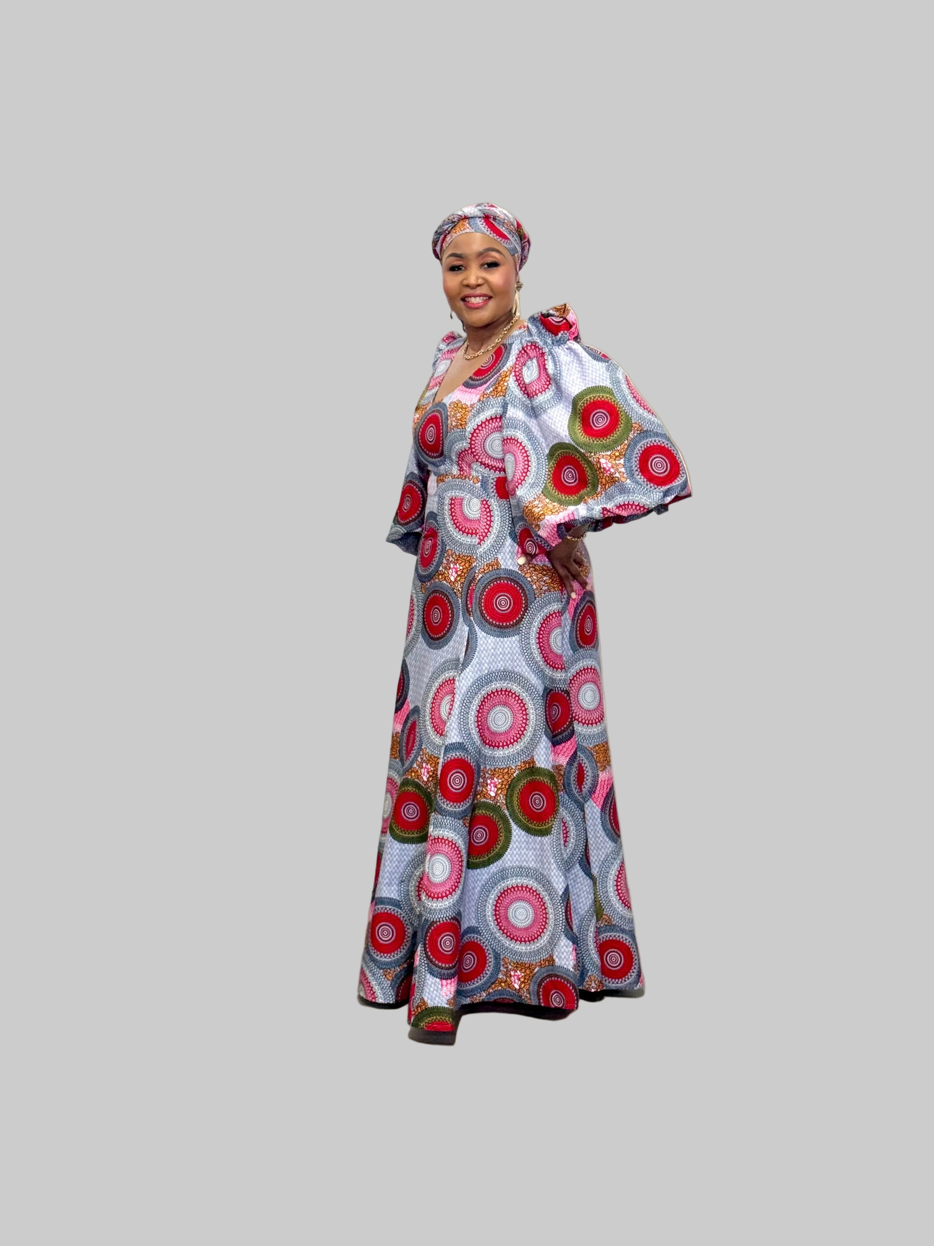 FRA94 GREY/RED JUA DRESS