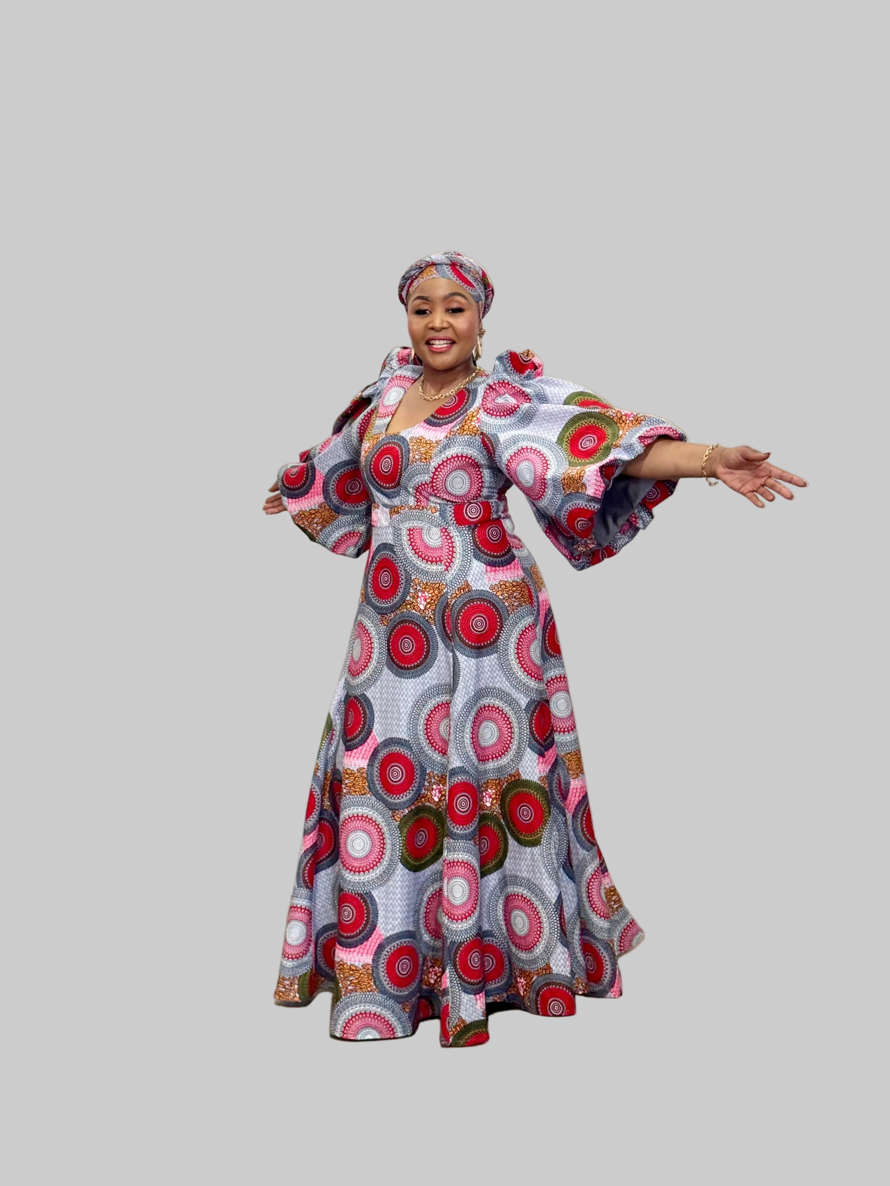 FRA94 GREY/RED JUA DRESS