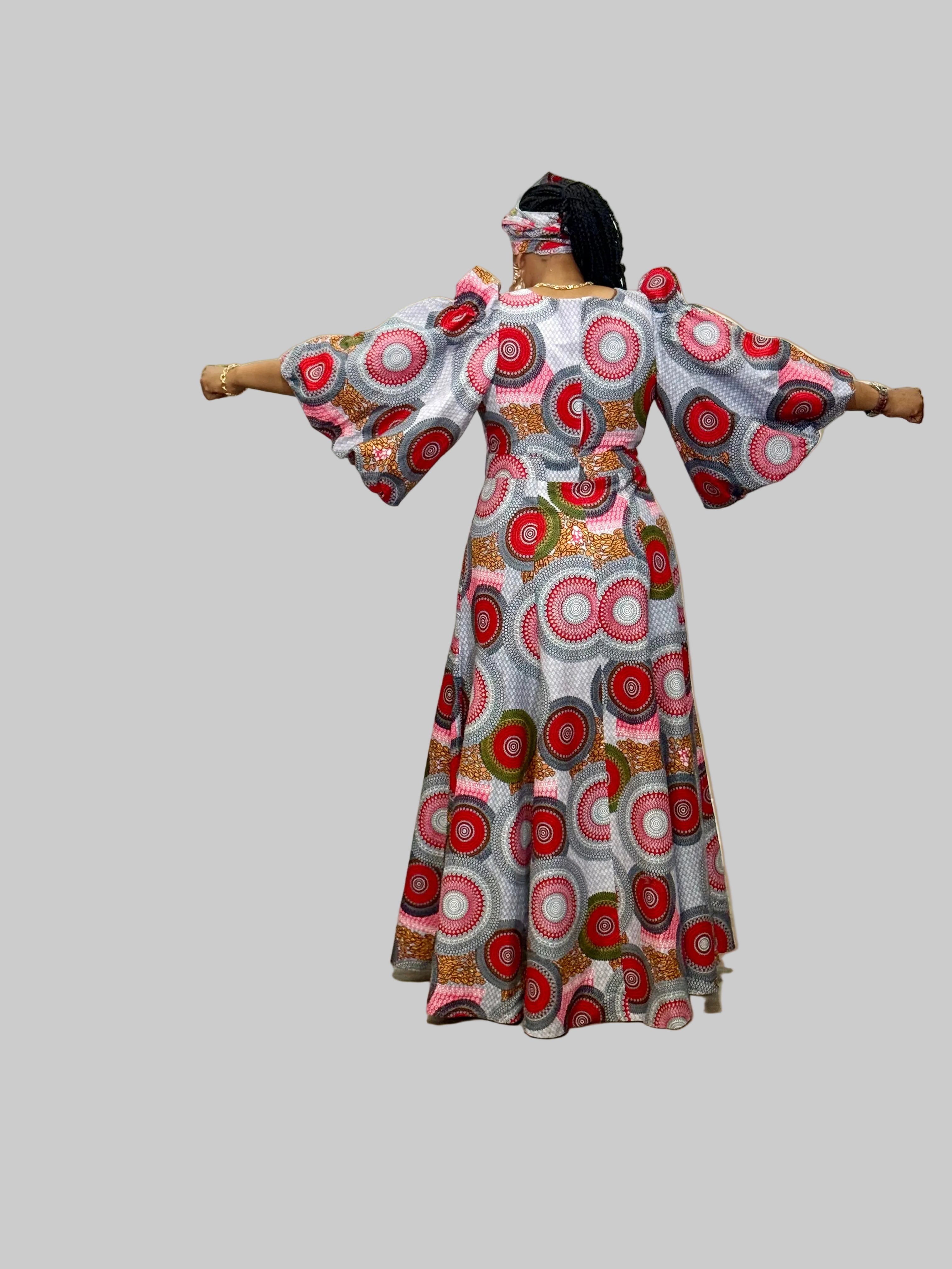 FRA94 GREY/RED JUA DRESS