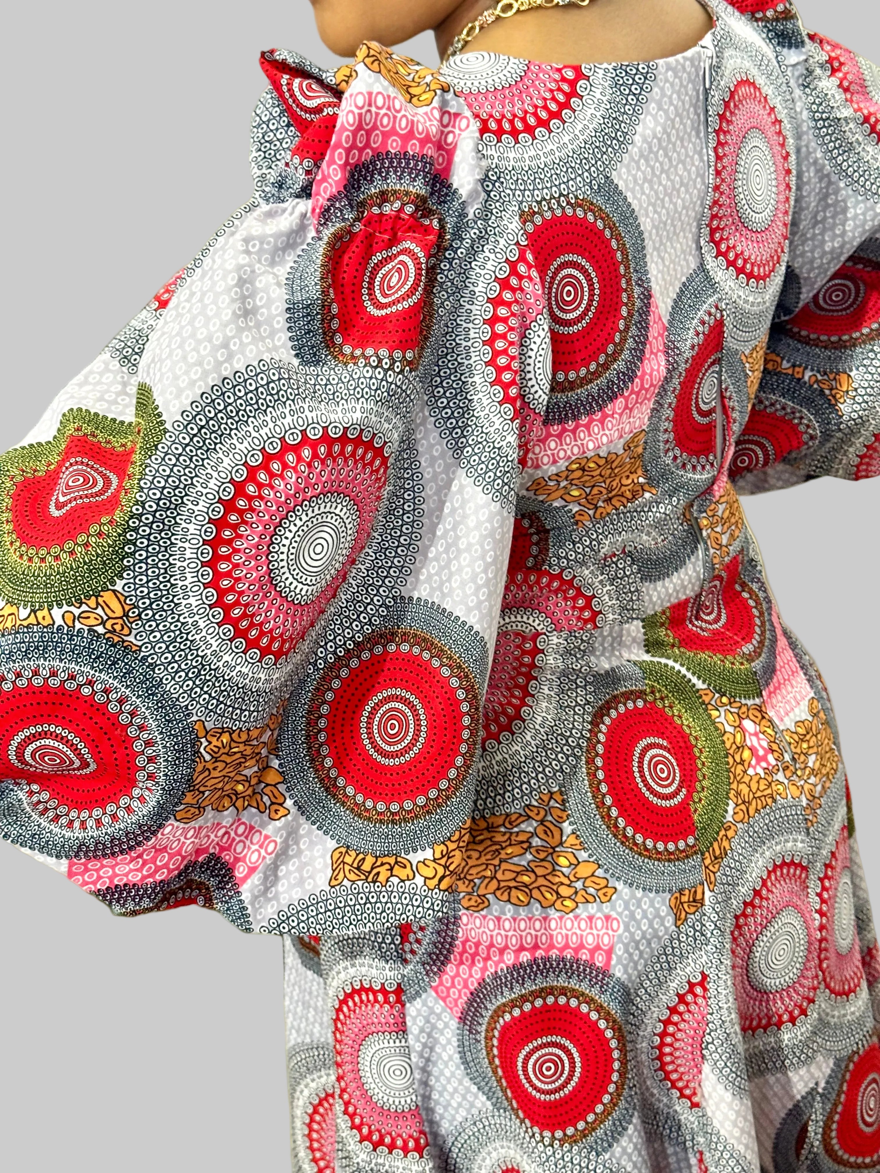 FRA94 GREY/RED JUA DRESS