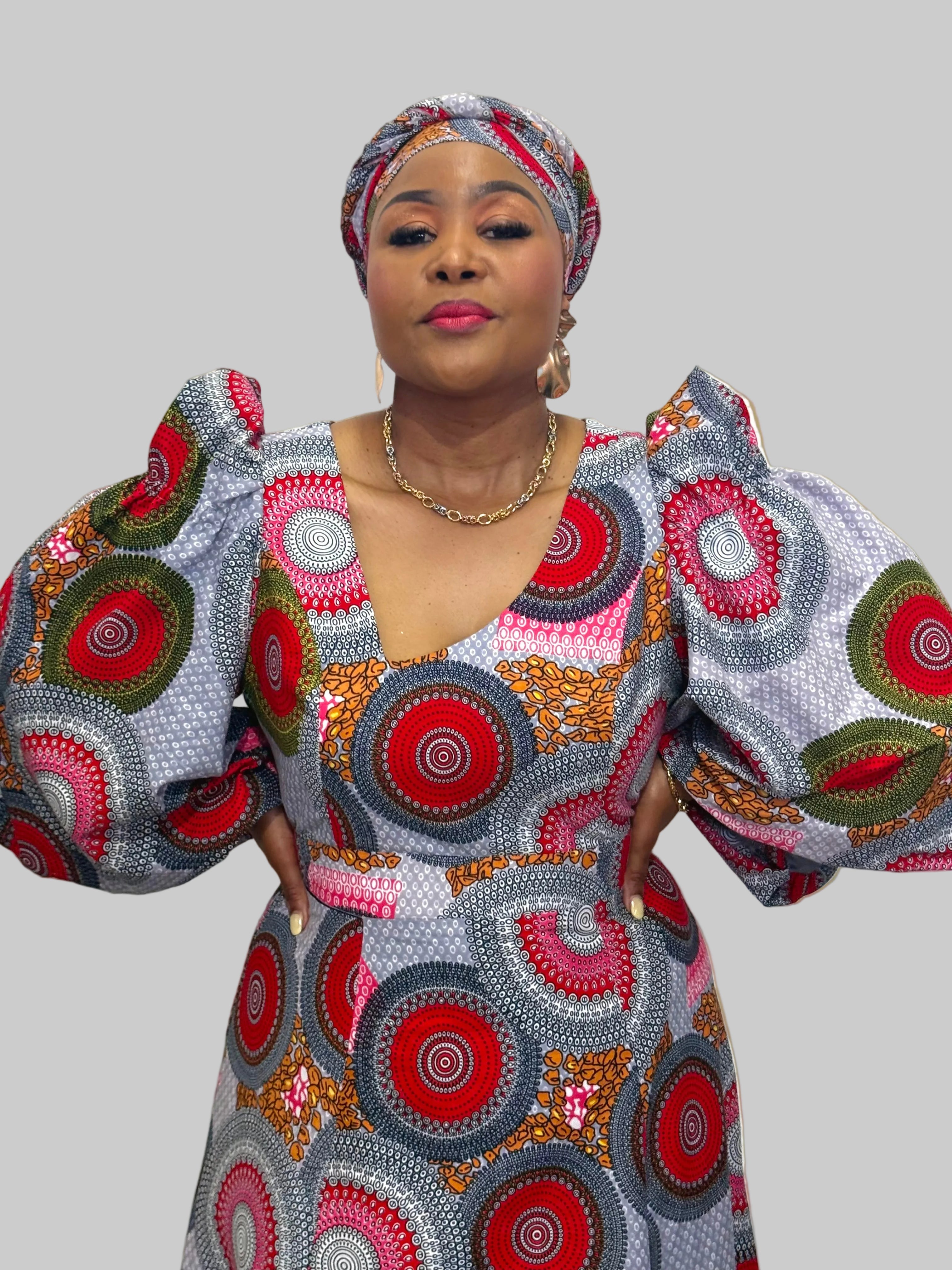 FRA94 GREY/RED JUA DRESS