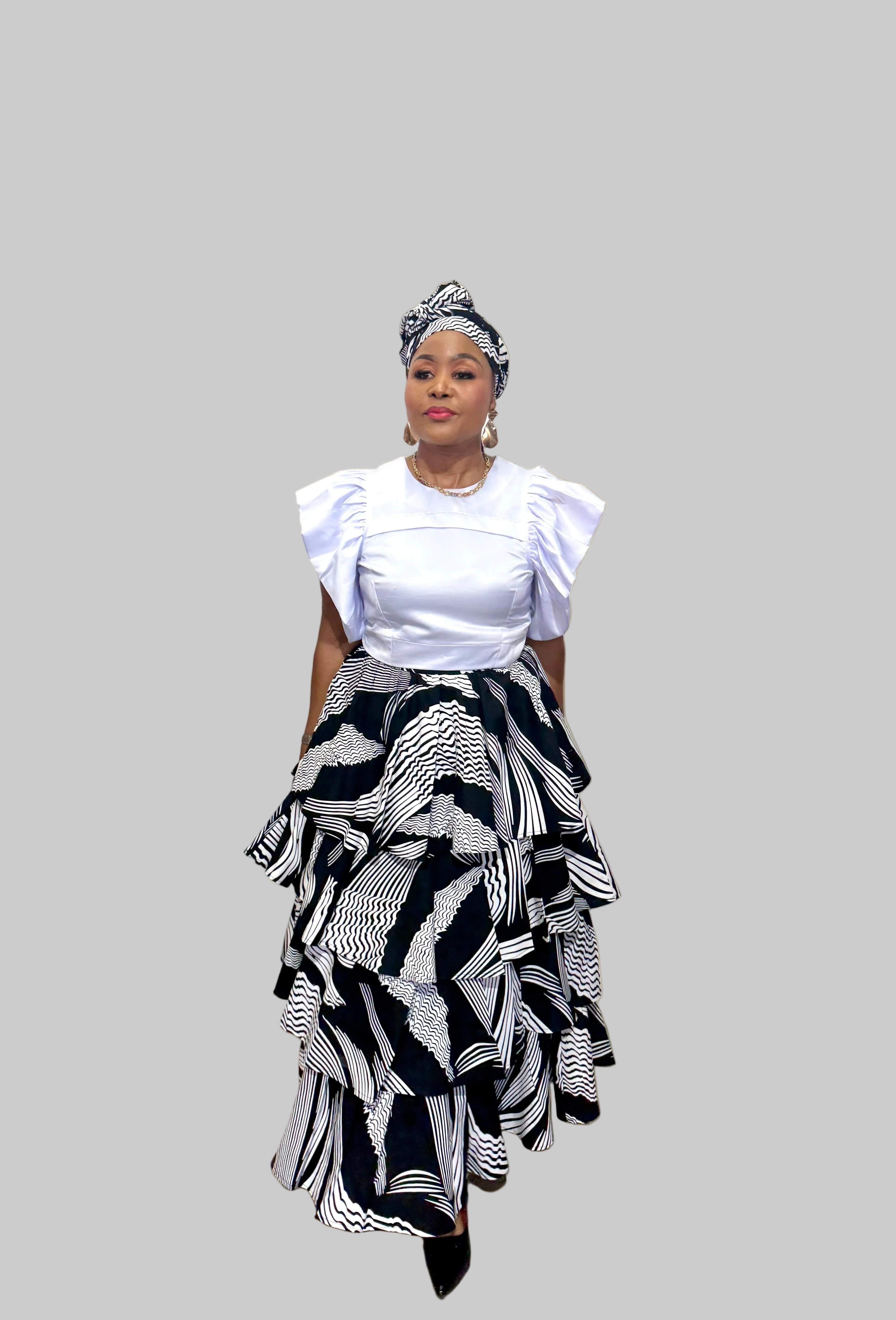 FRA94 BLACK/WHITE LAYERED SKIRT