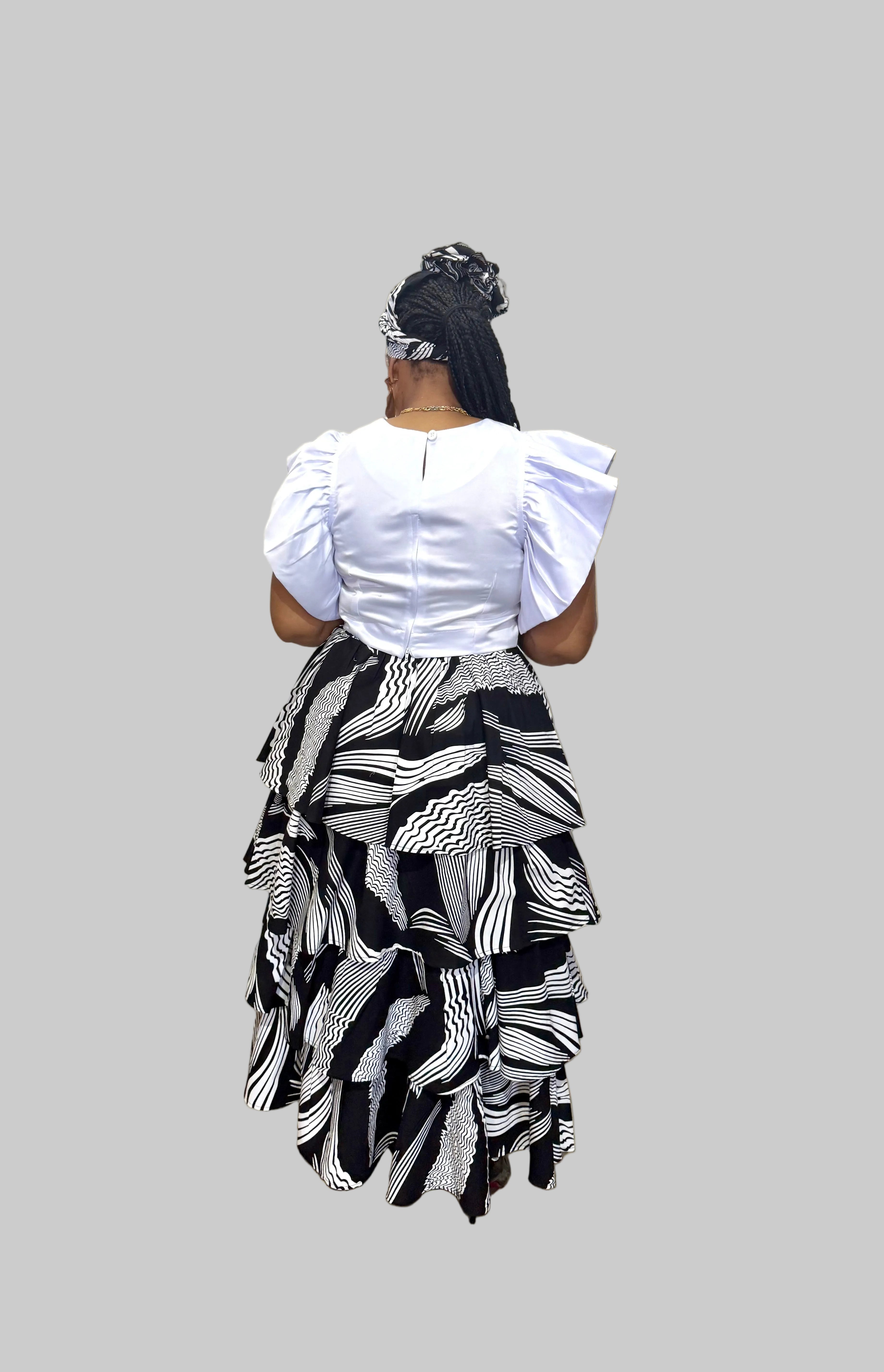 FRA94 BLACK/WHITE LAYERED SKIRT
