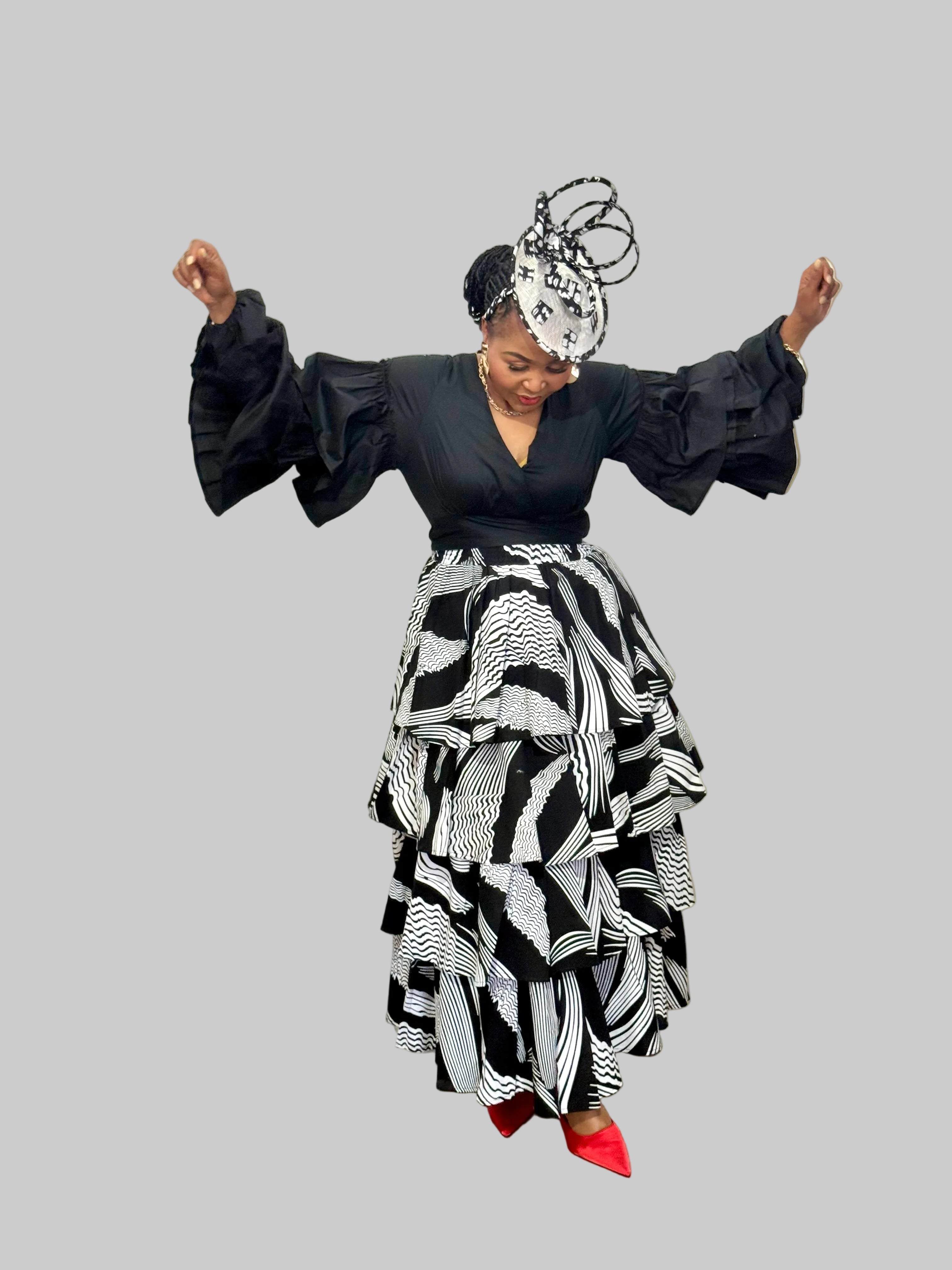 FRA94 BLACK/WHITE LAYERED SKIRT