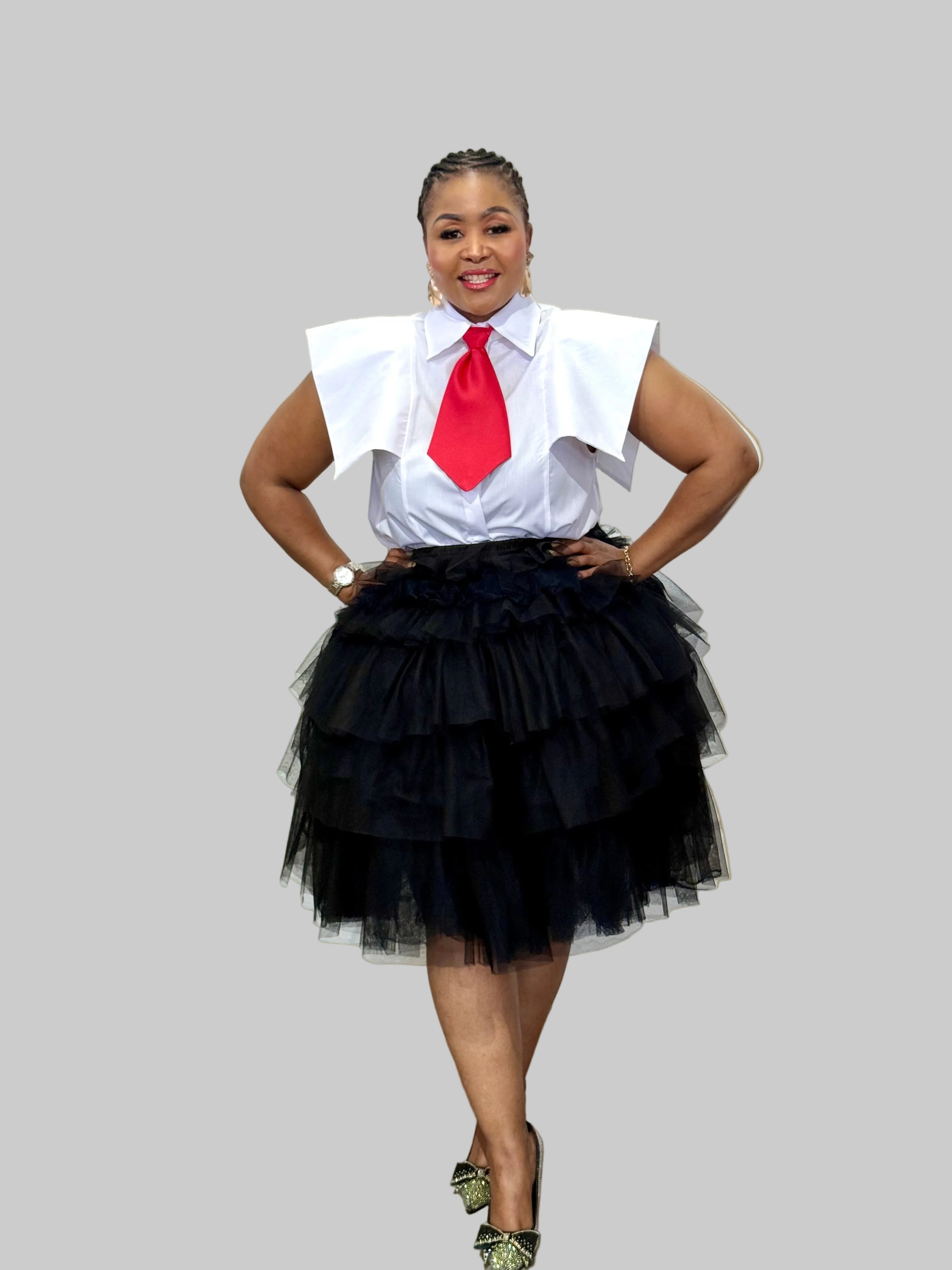 FR1093 WHITE TOP AND RED TIE