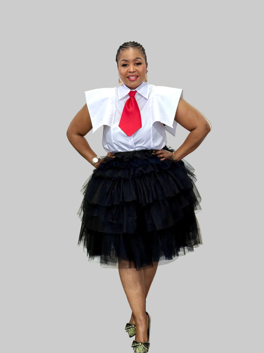 FR1093 WHITE TOP AND RED TIE