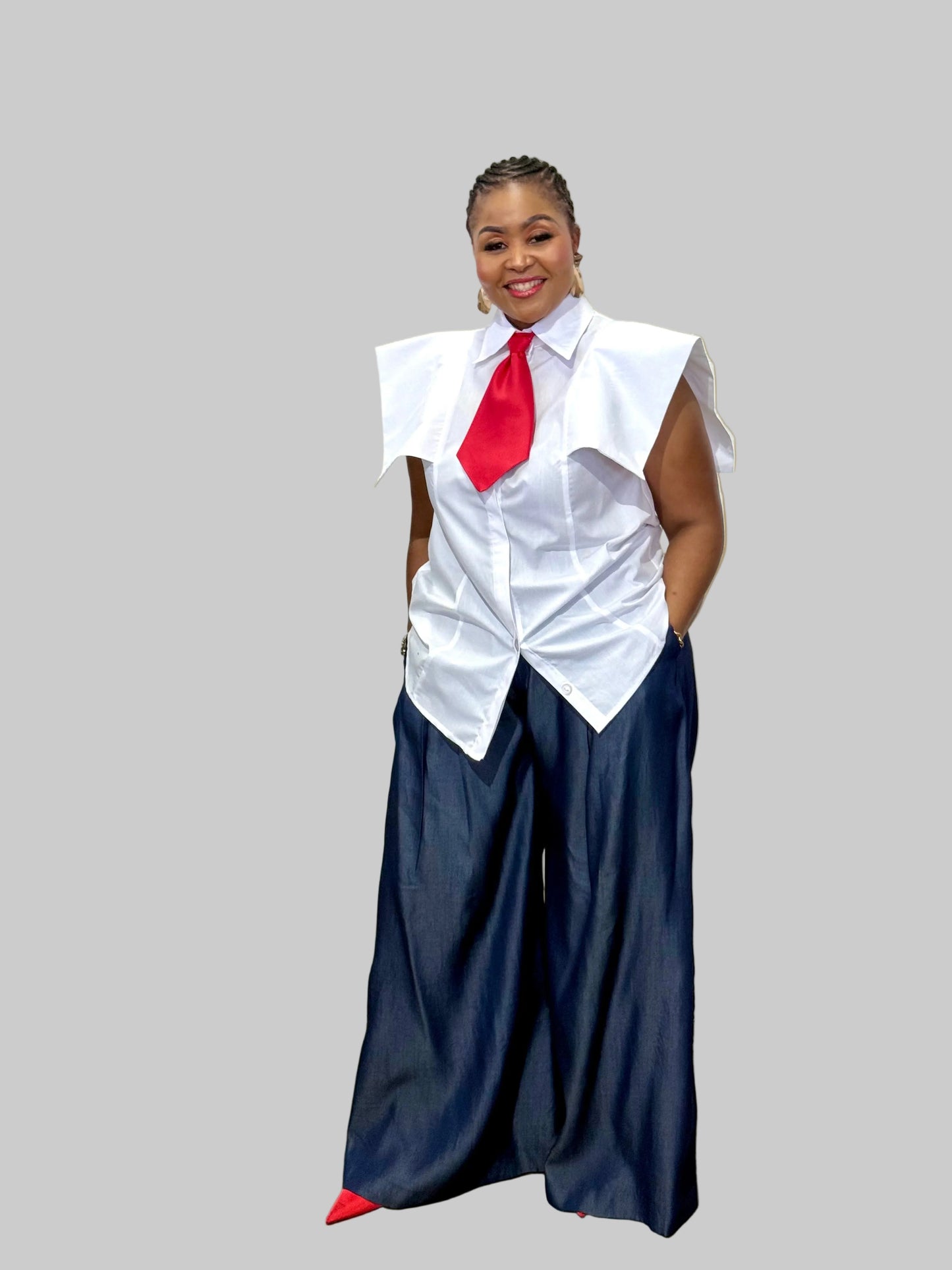 FR1093 WHITE TOP AND RED TIE