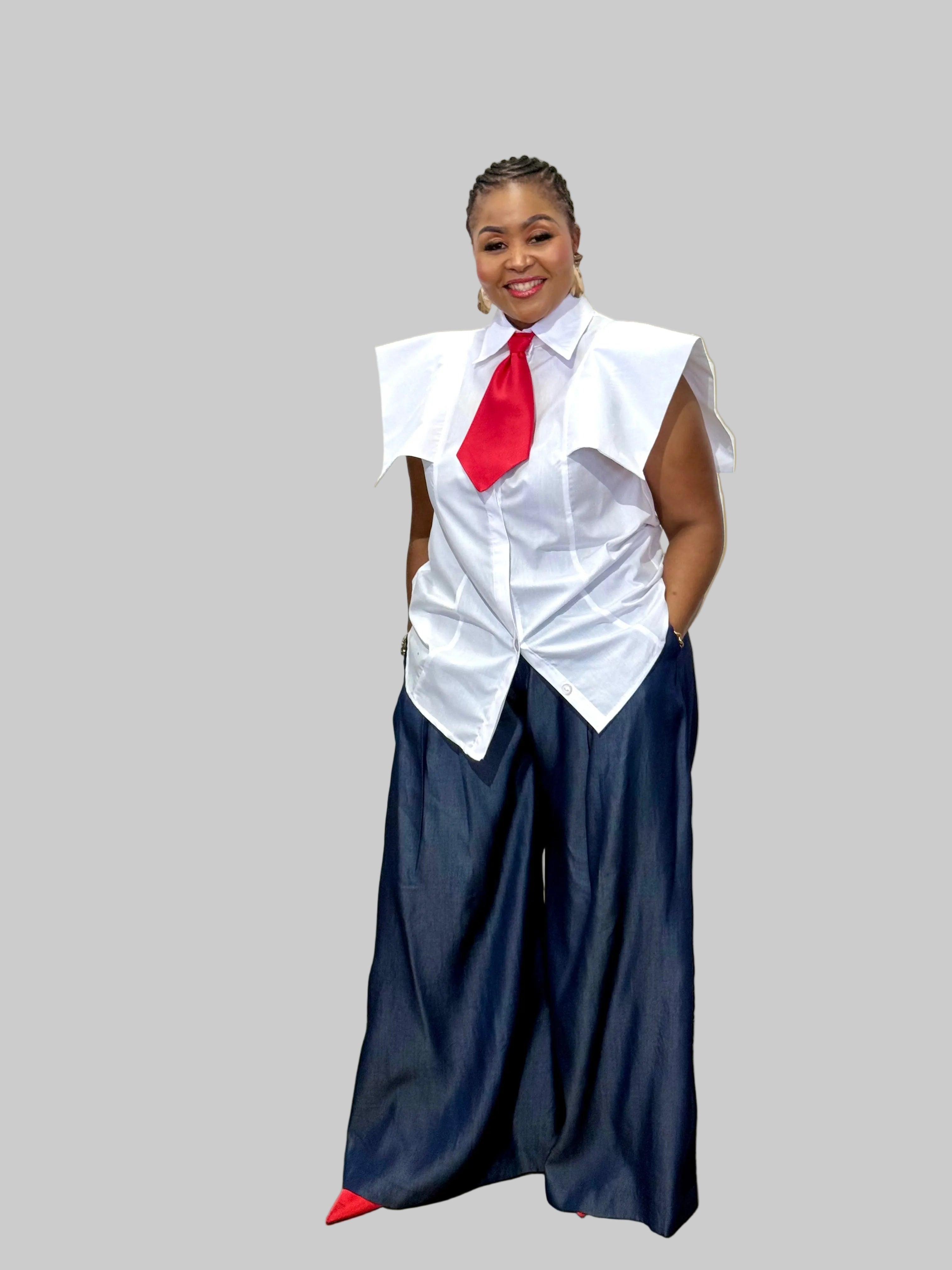 FR1093 WHITE TOP AND RED TIE