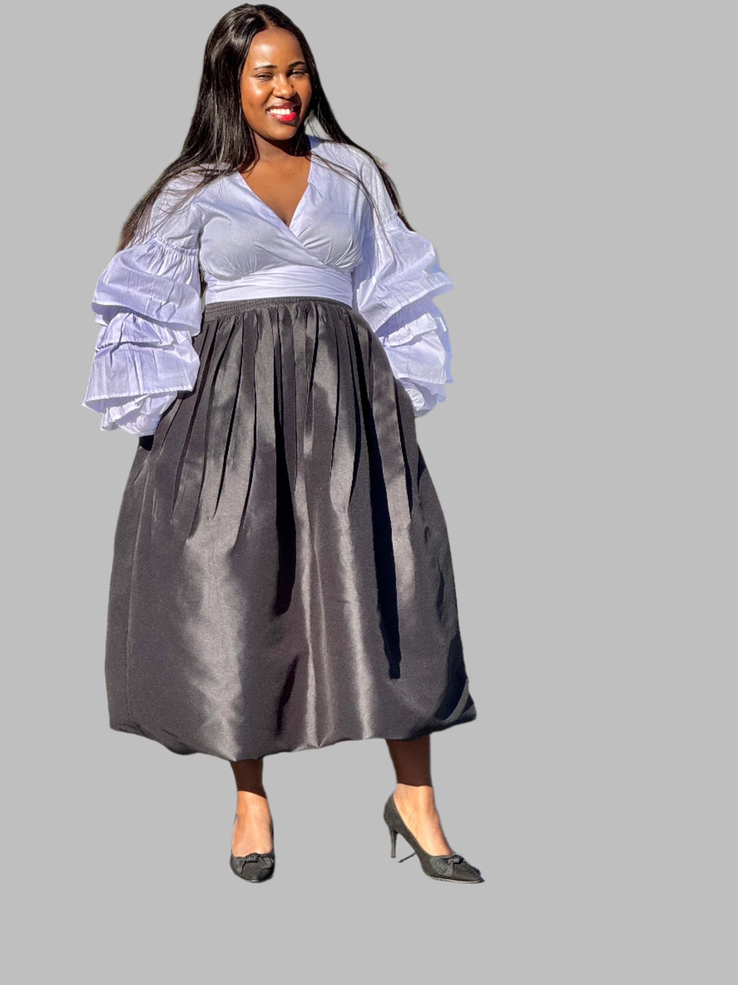 FR1062 BLACK BUBBLE SKIRT