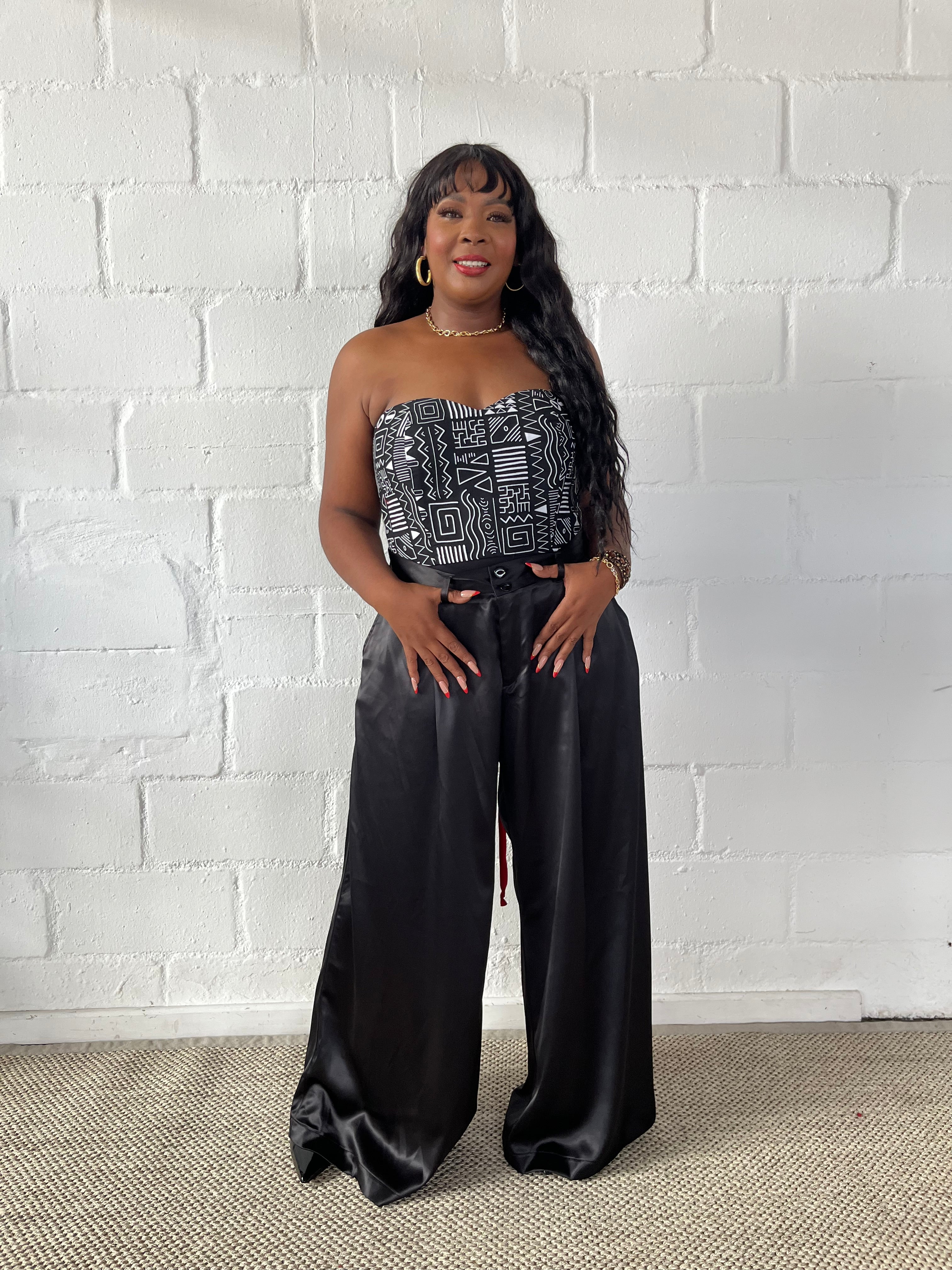 FR011 BLACK MILANO WIDE LEG PANTS