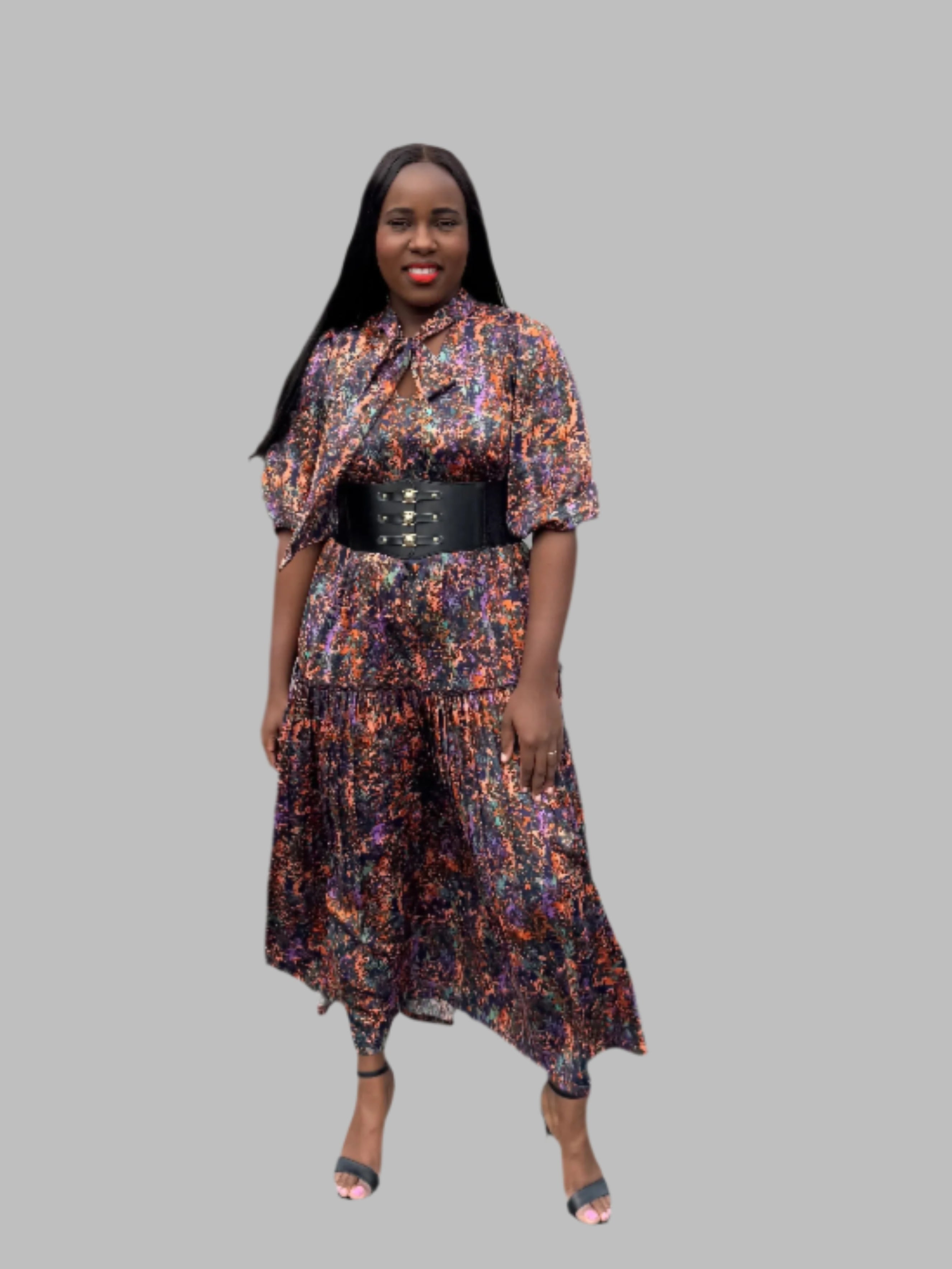 FR1038 MULTICOLOR MAXI NOLAN DRESS