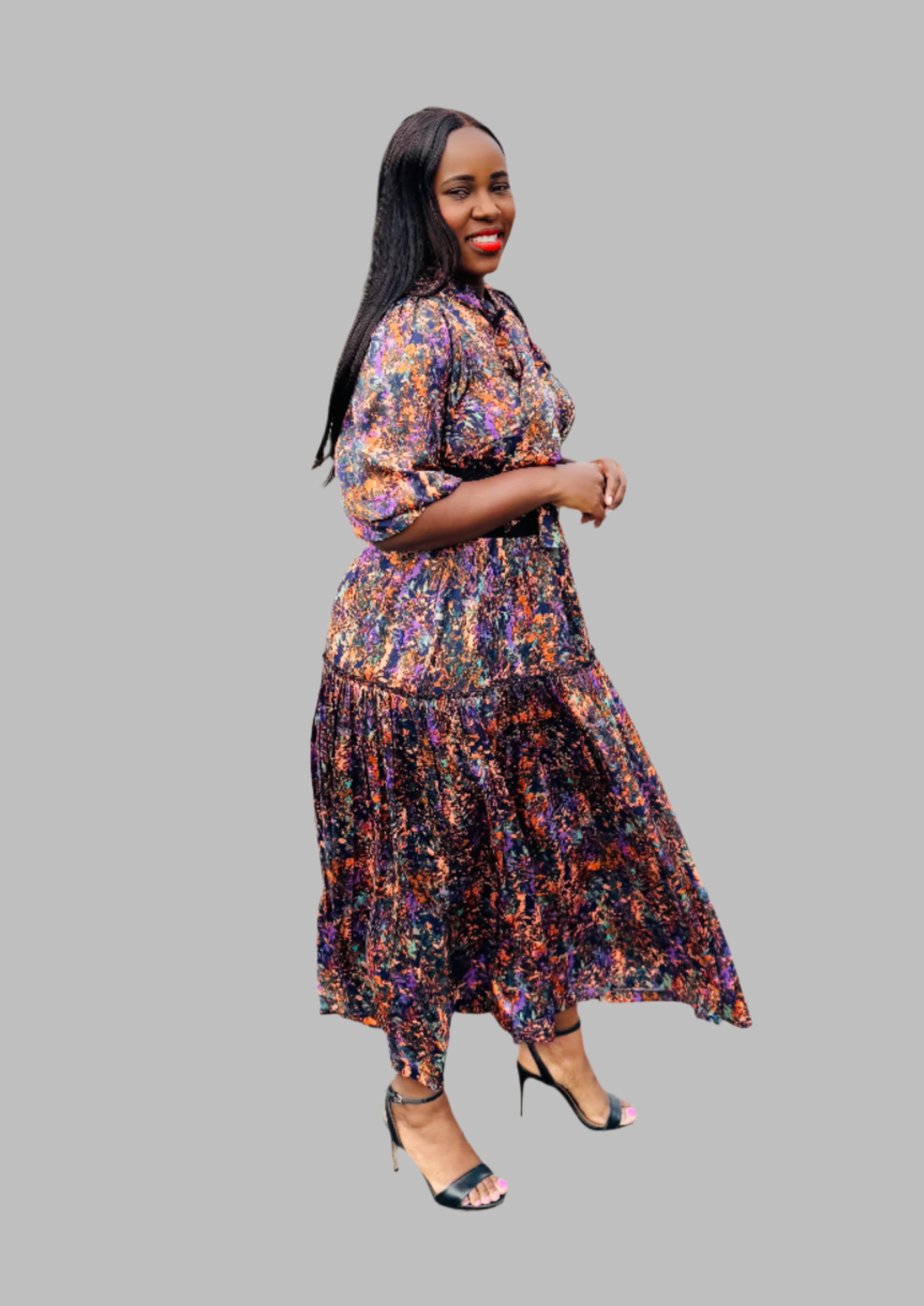 FR1038 MULTICOLOR MAXI NOLAN DRESS