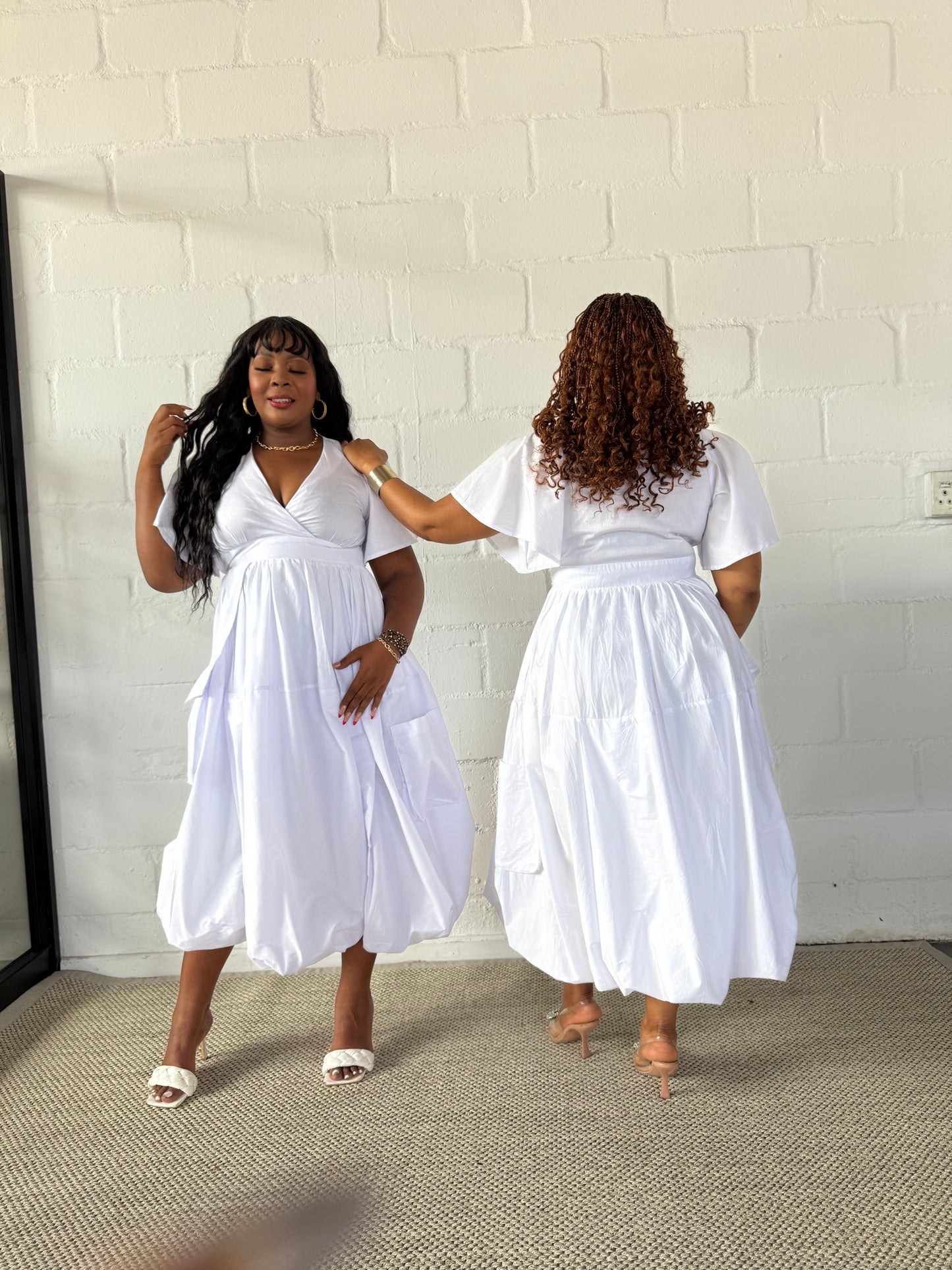 FR1106 WHITE BUBBLE DRESS