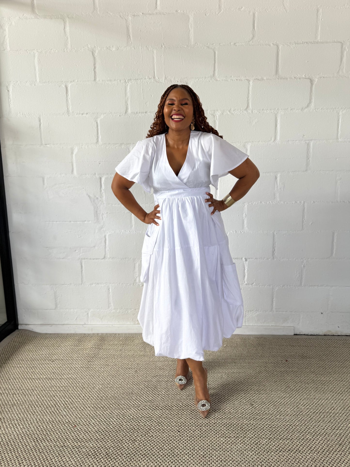 FR1106 WHITE BUBBLE DRESS