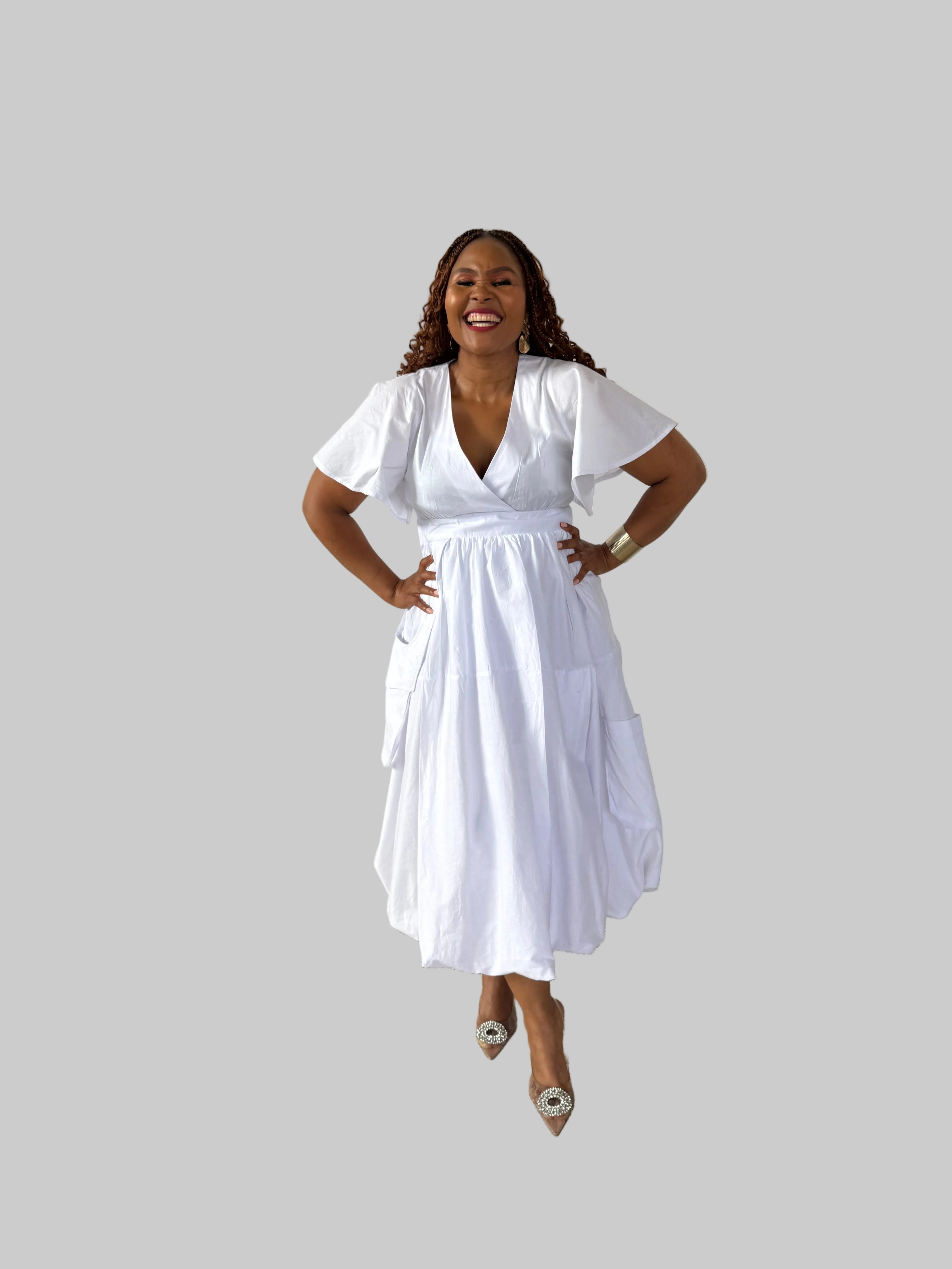 FR1106 WHITE BUBBLE DRESS