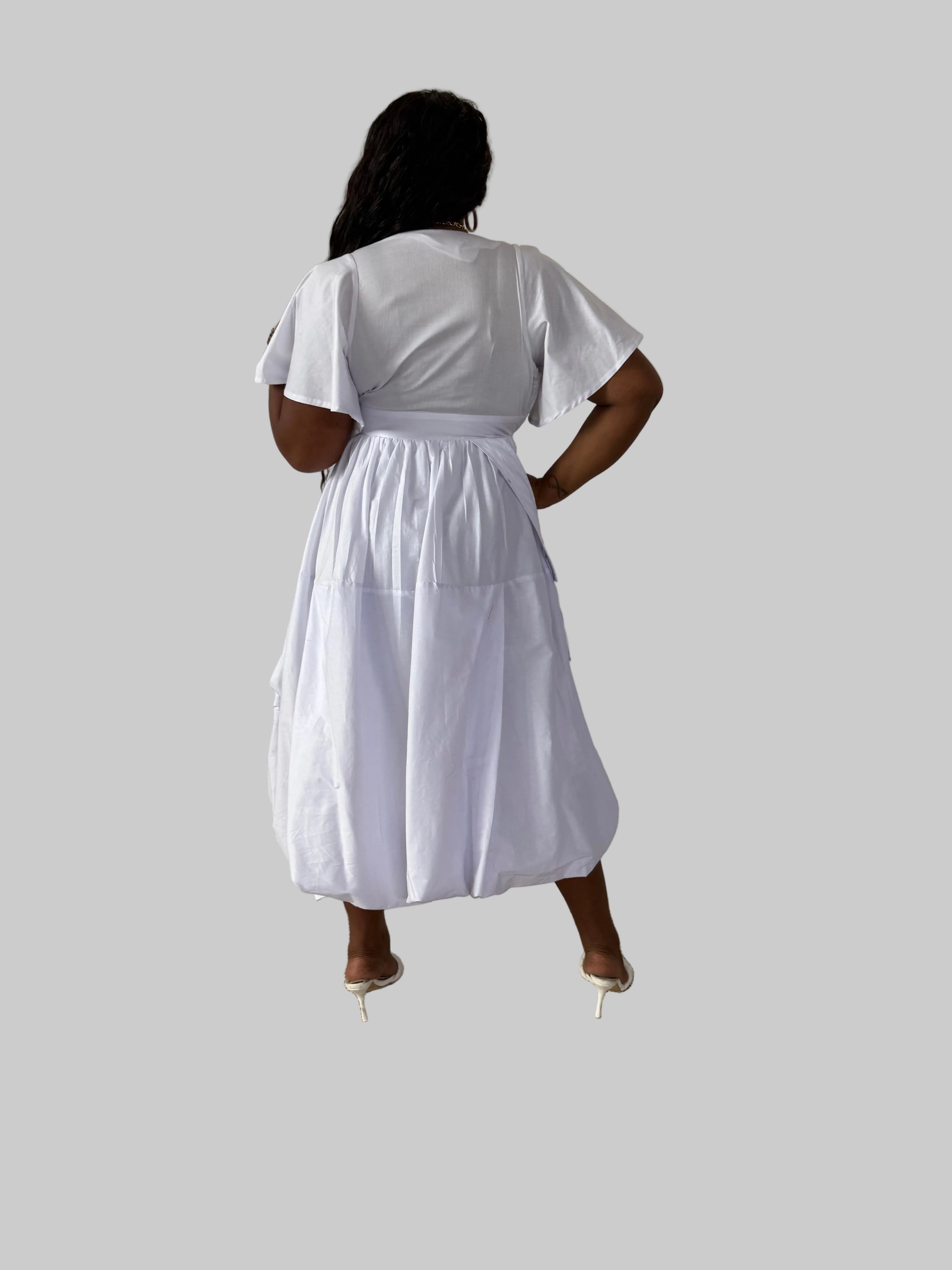 FR1106 WHITE BUBBLE DRESS