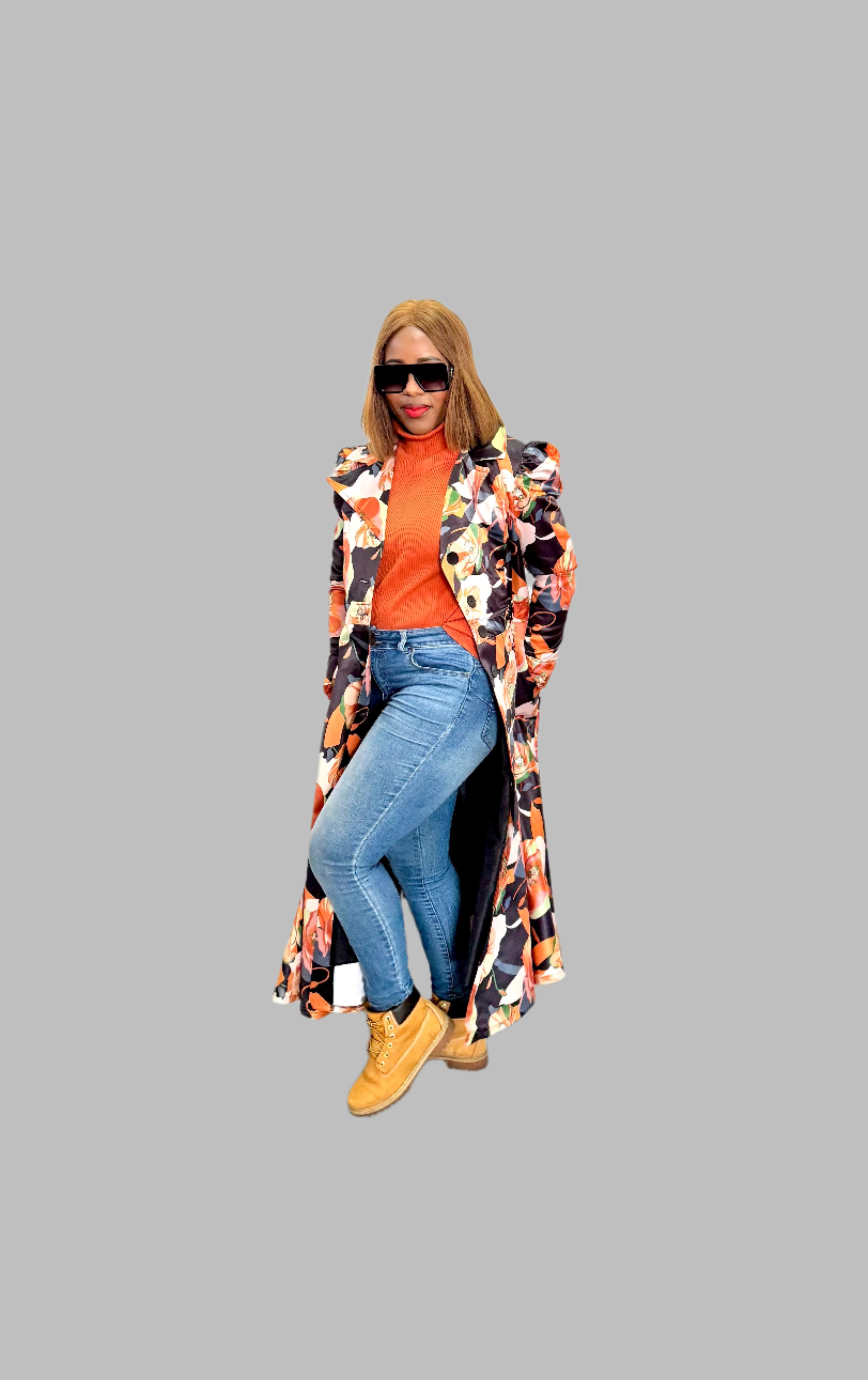 FR1069 FLORAL PRINCESS COAT DRESS