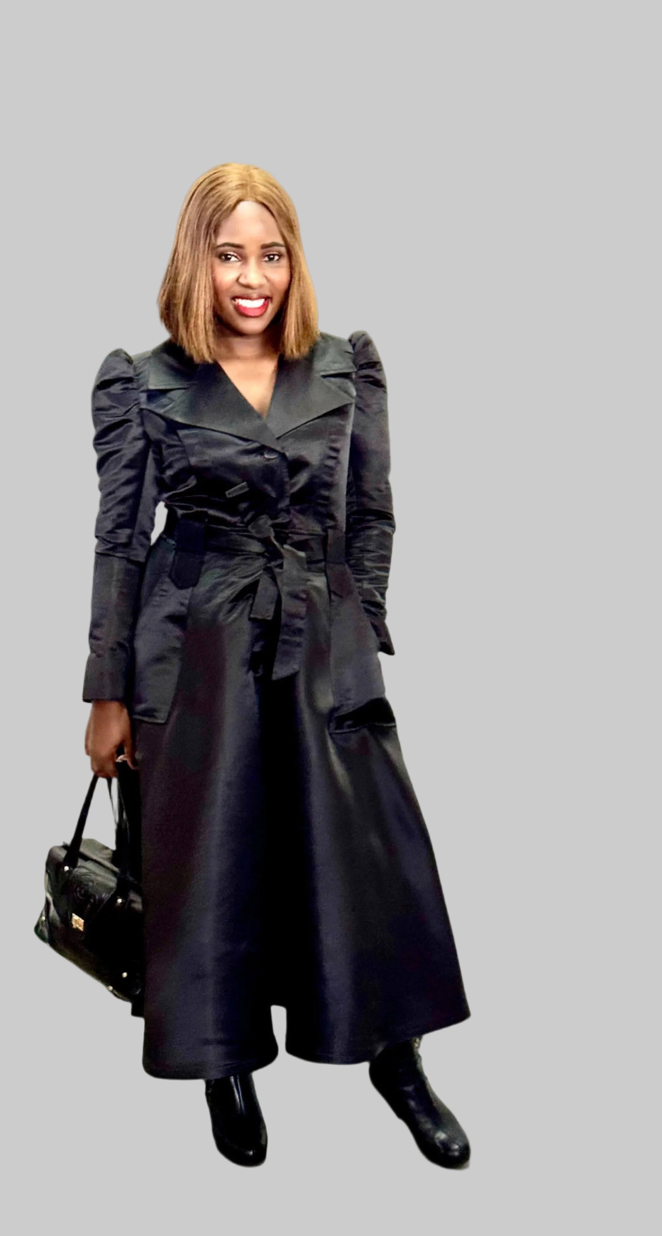 FR1068 BLACK PRINCESS COAT DRESS