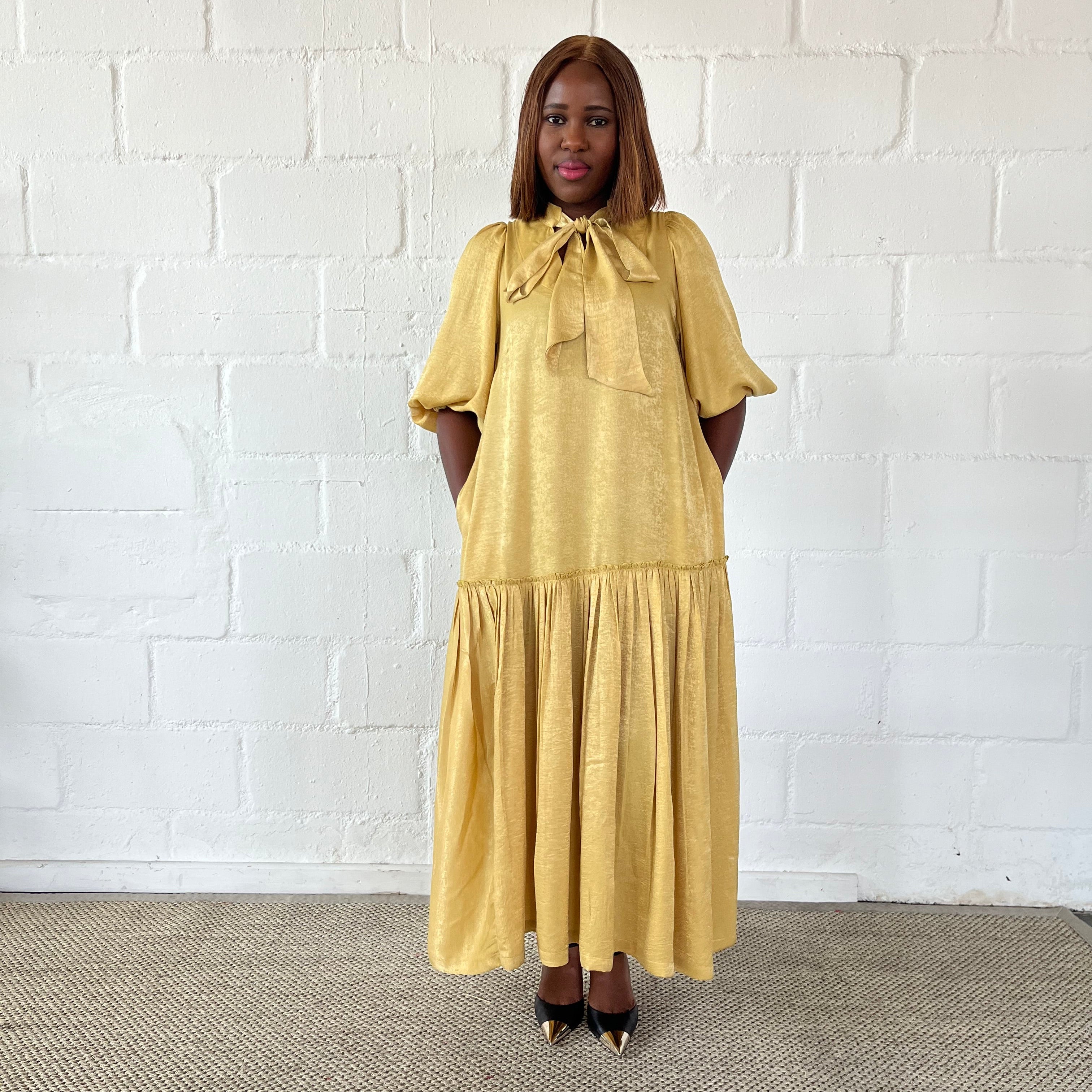 FR1108 LIME/GOLD MAXI NOLAN DRESS