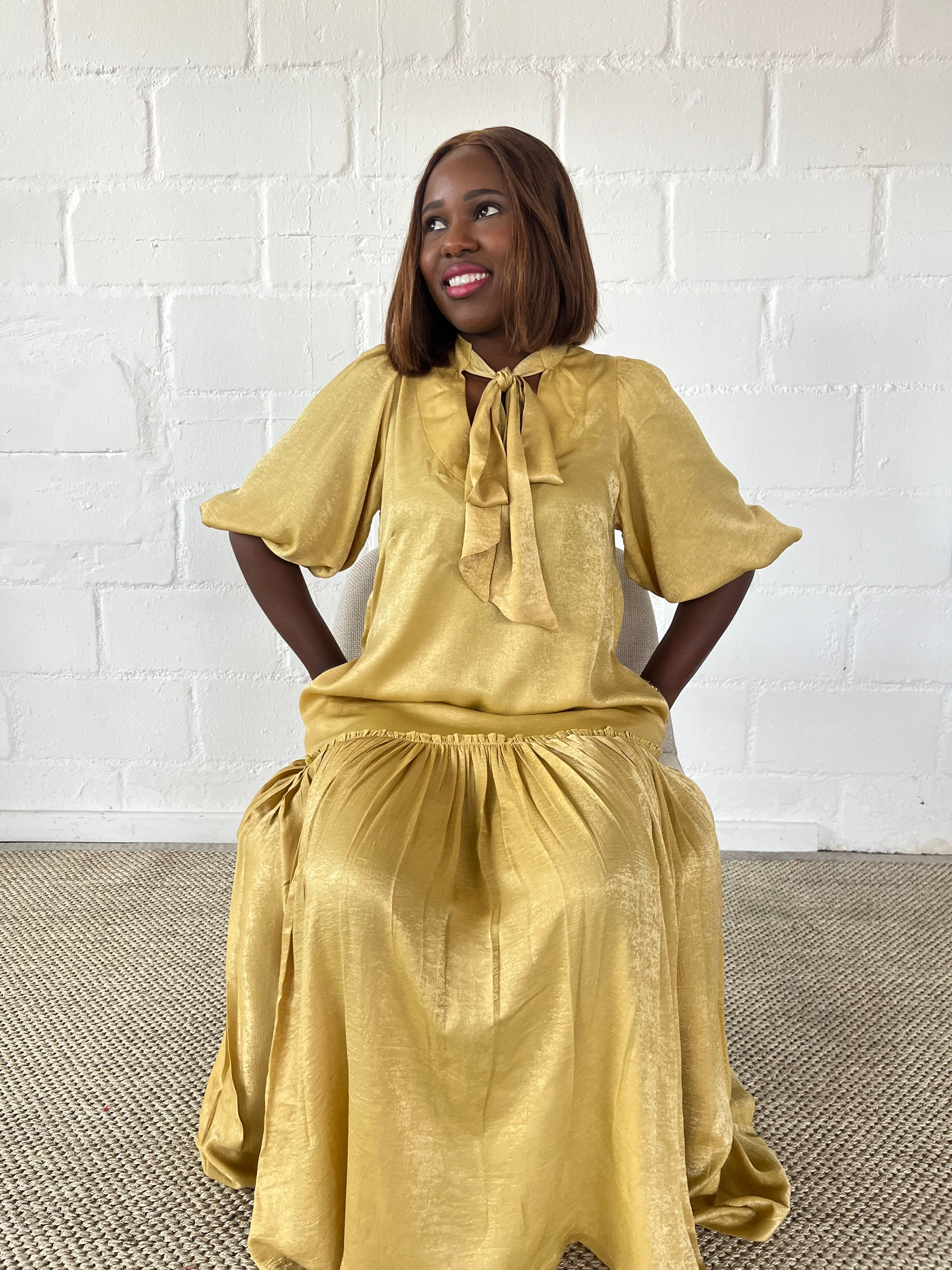 FR1108 LIME/GOLD MAXI NOLAN DRESS