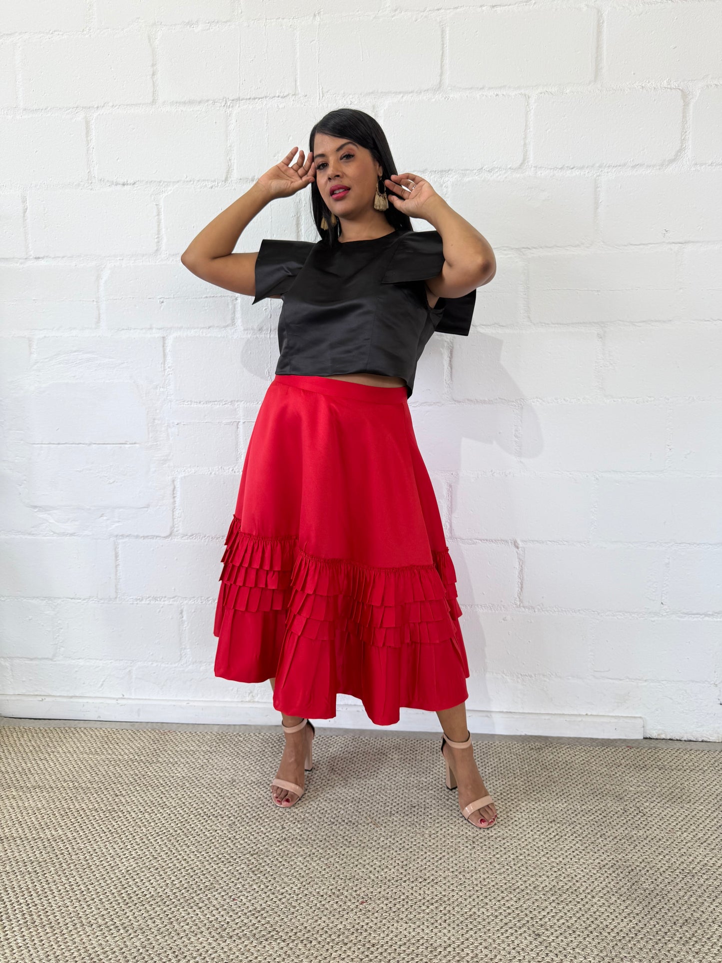 RED VALENTINE SKIRT - LOVE IN EVERY THREAD COLLECTION