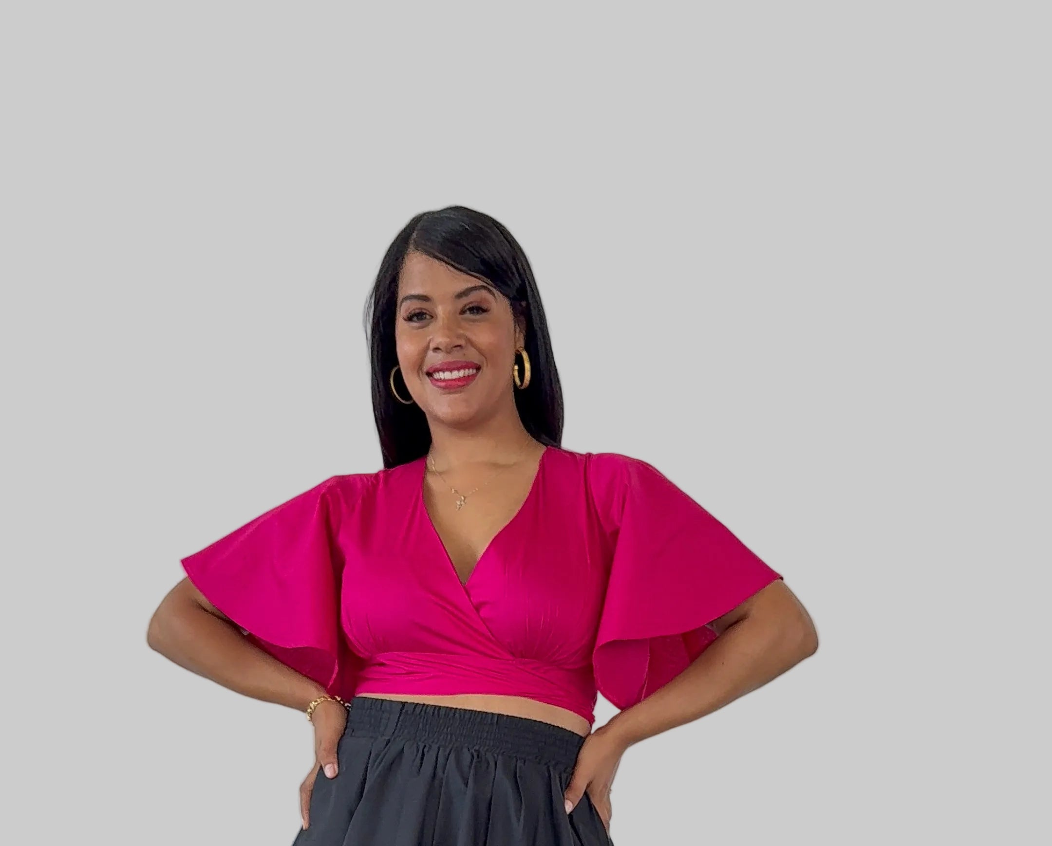 PINK CROSSOVER WRAPPED TOP