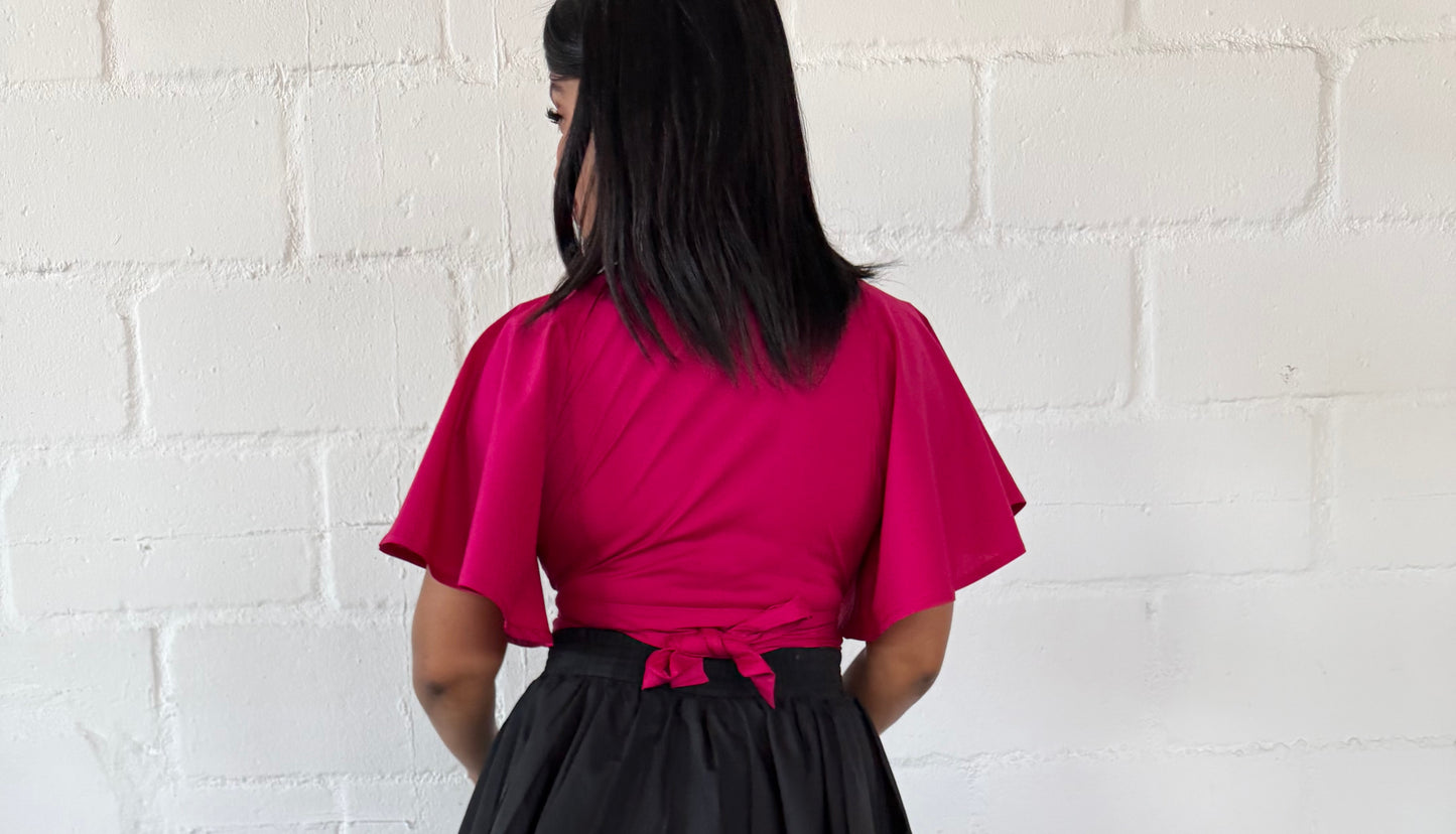 PINK CROSSOVER WRAPPED TOP - LOVE IN EVERY THREAD COLLECTION