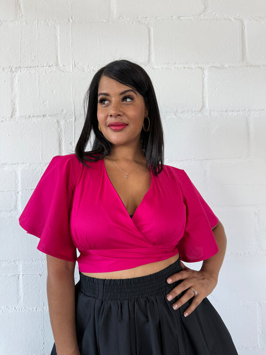 PINK CROSSOVER WRAPPED TOP - LOVE IN EVERY THREAD COLLECTION