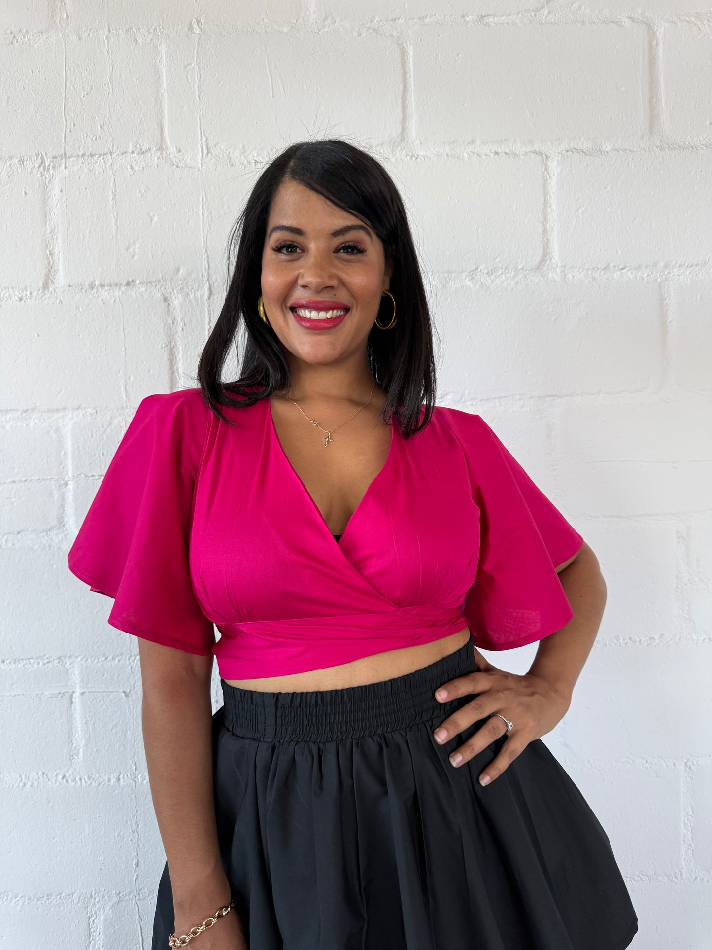 PINK CROSSOVER WRAPPED TOP - LOVE IN EVERY THREAD COLLECTION