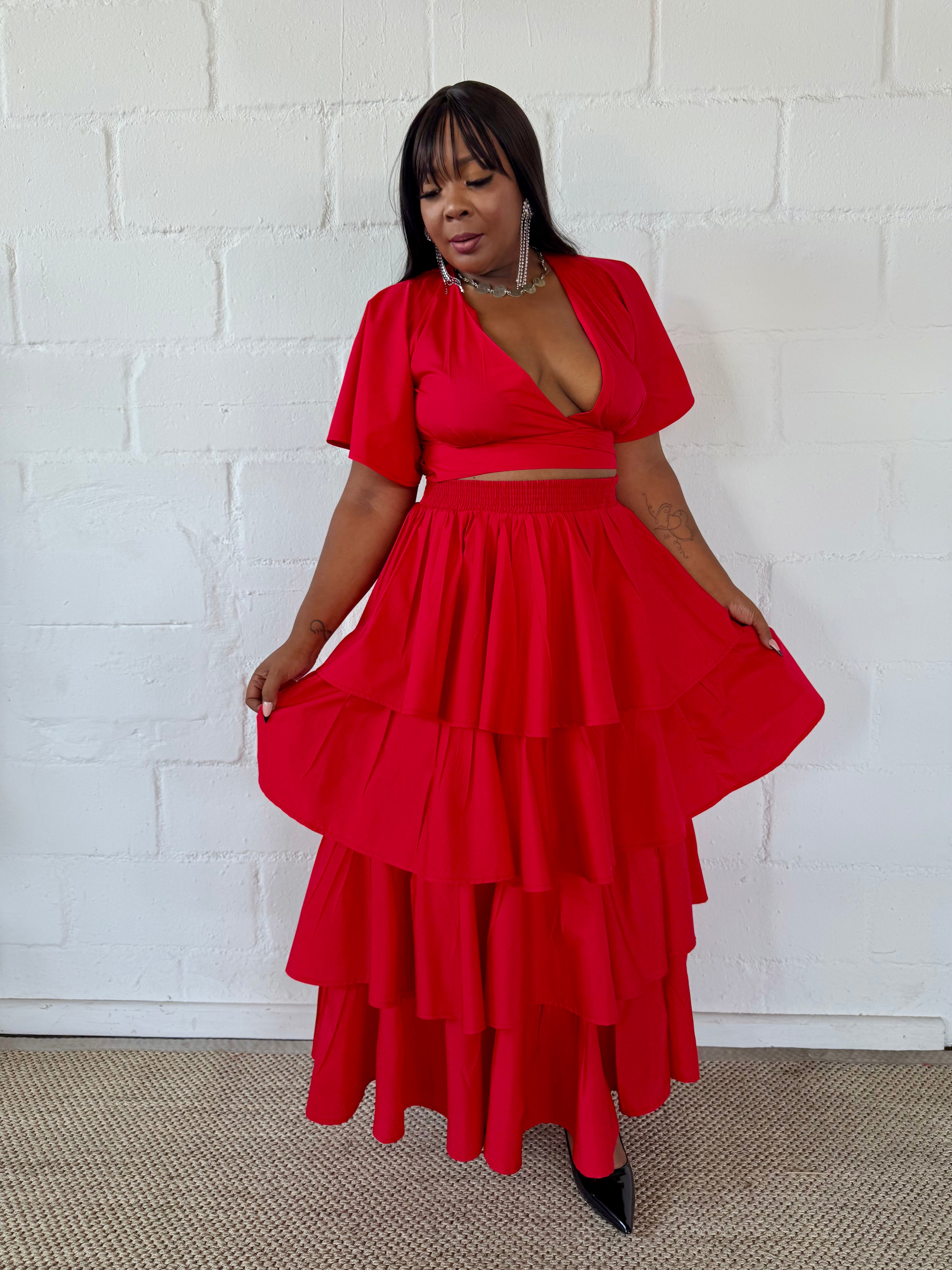 RED LAYERED SKIRT - LOVE IN EVERY THREAD