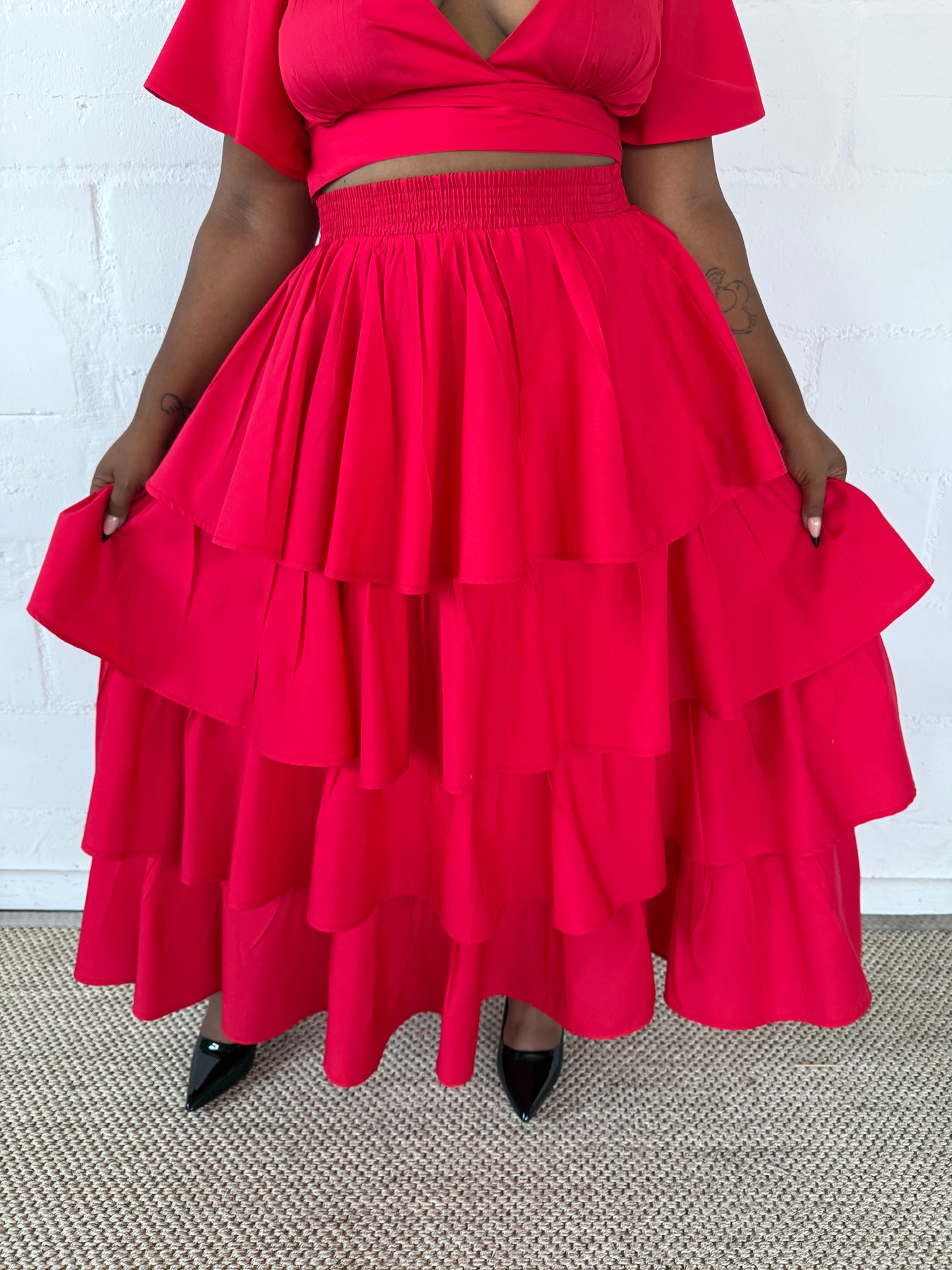 RED LAYERED SKIRT - LOVE IN EVERY THREAD
