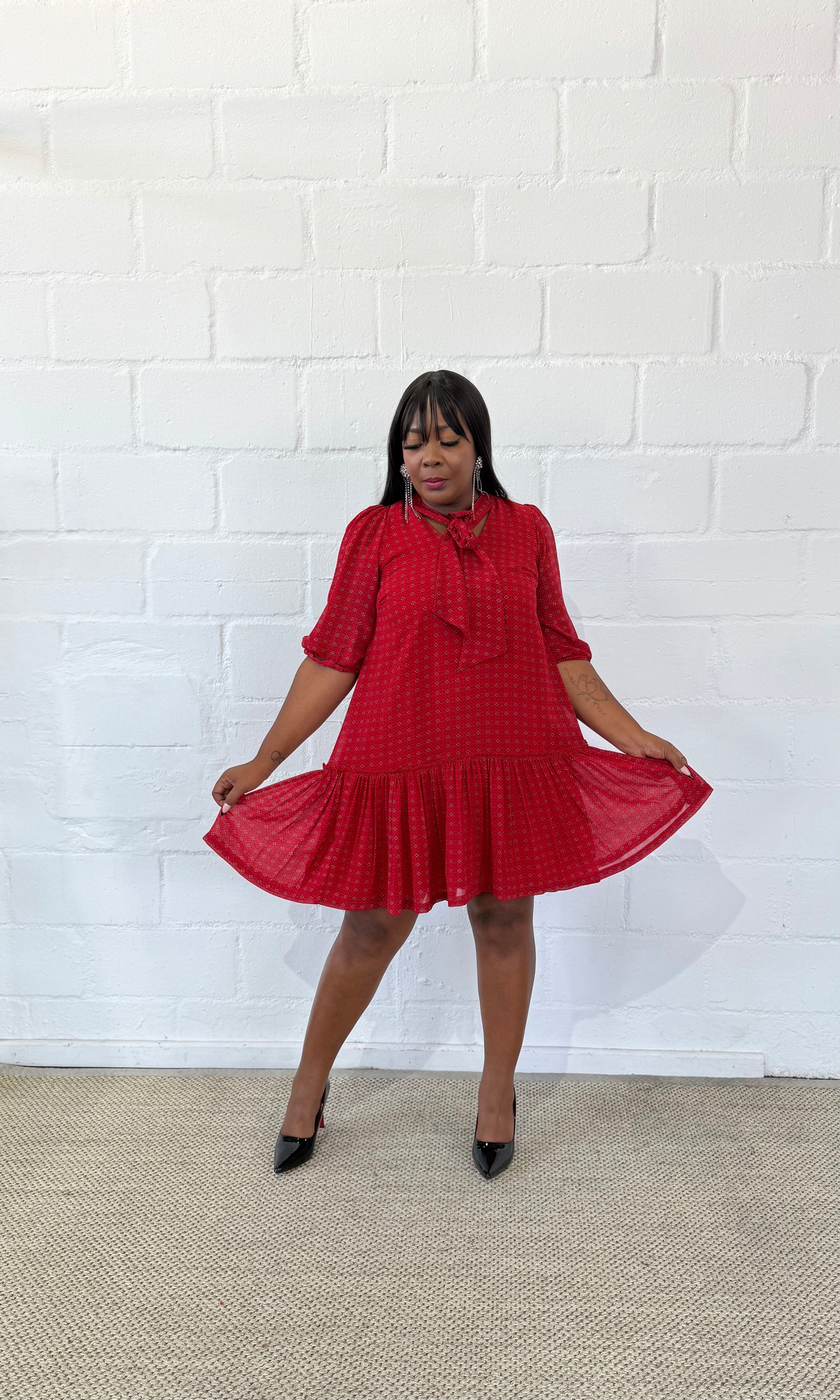 RED CHIFFON NOLAN DRESS - LOVE IN EVERY THREAD COLLECTION