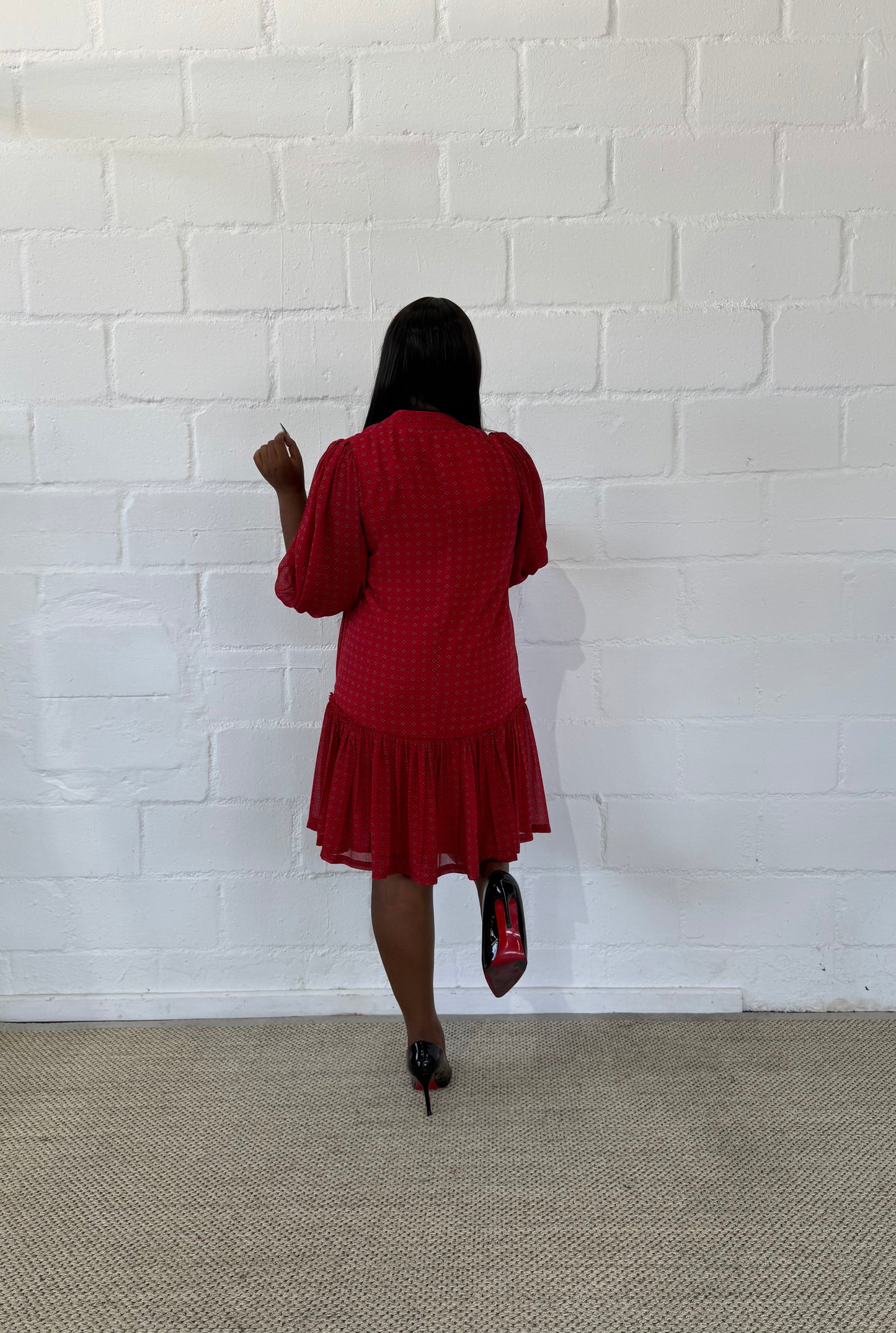 RED CHIFFON NOLAN DRESS - LOVE IN EVERY THREAD COLLECTION