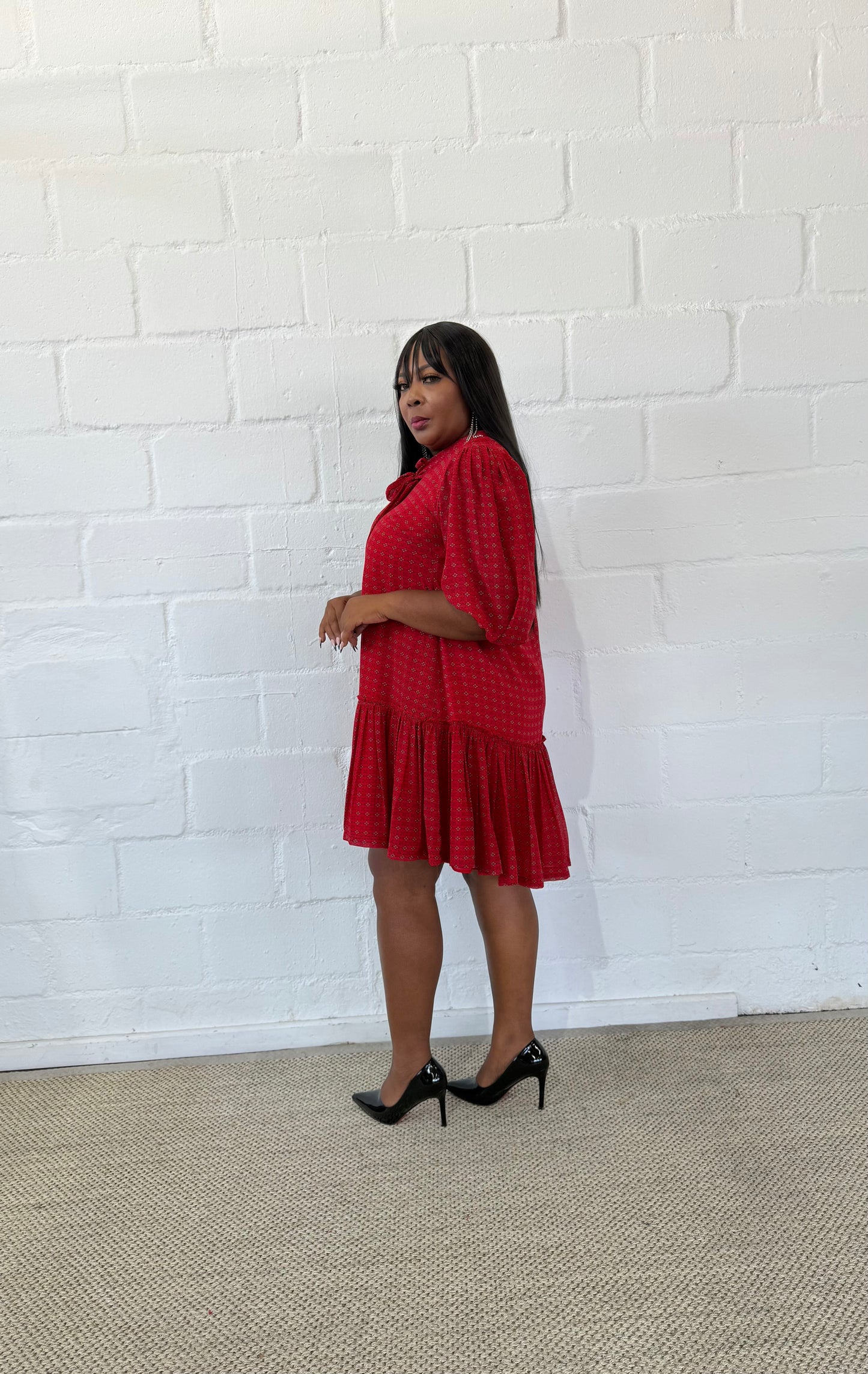 RED CHIFFON NOLAN DRESS - LOVE IN EVERY THREAD COLLECTION