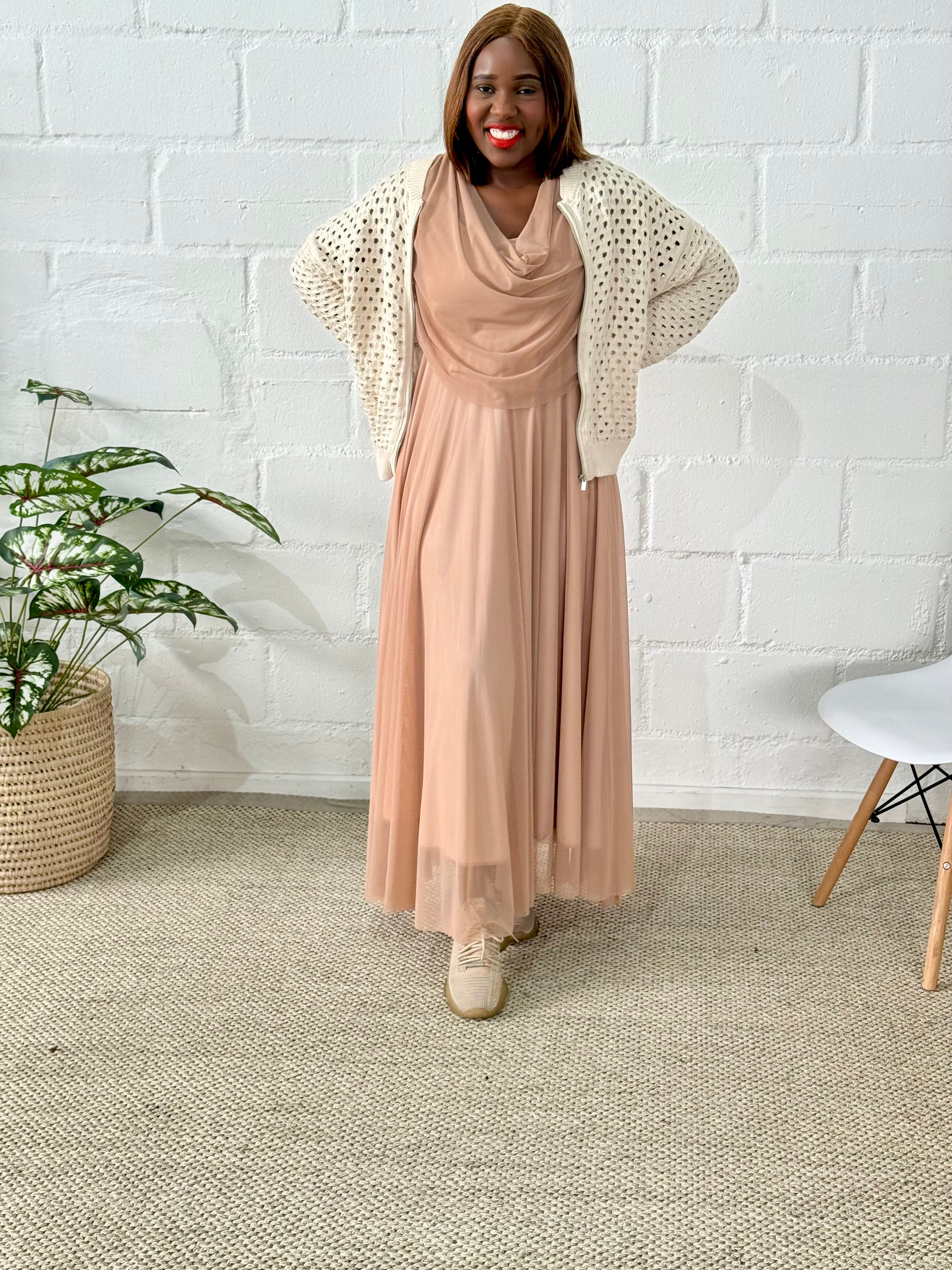 Stone Nino Maxi Mesh Dress – Flowy Elegant Dress for Church & Occasions | FRIDA