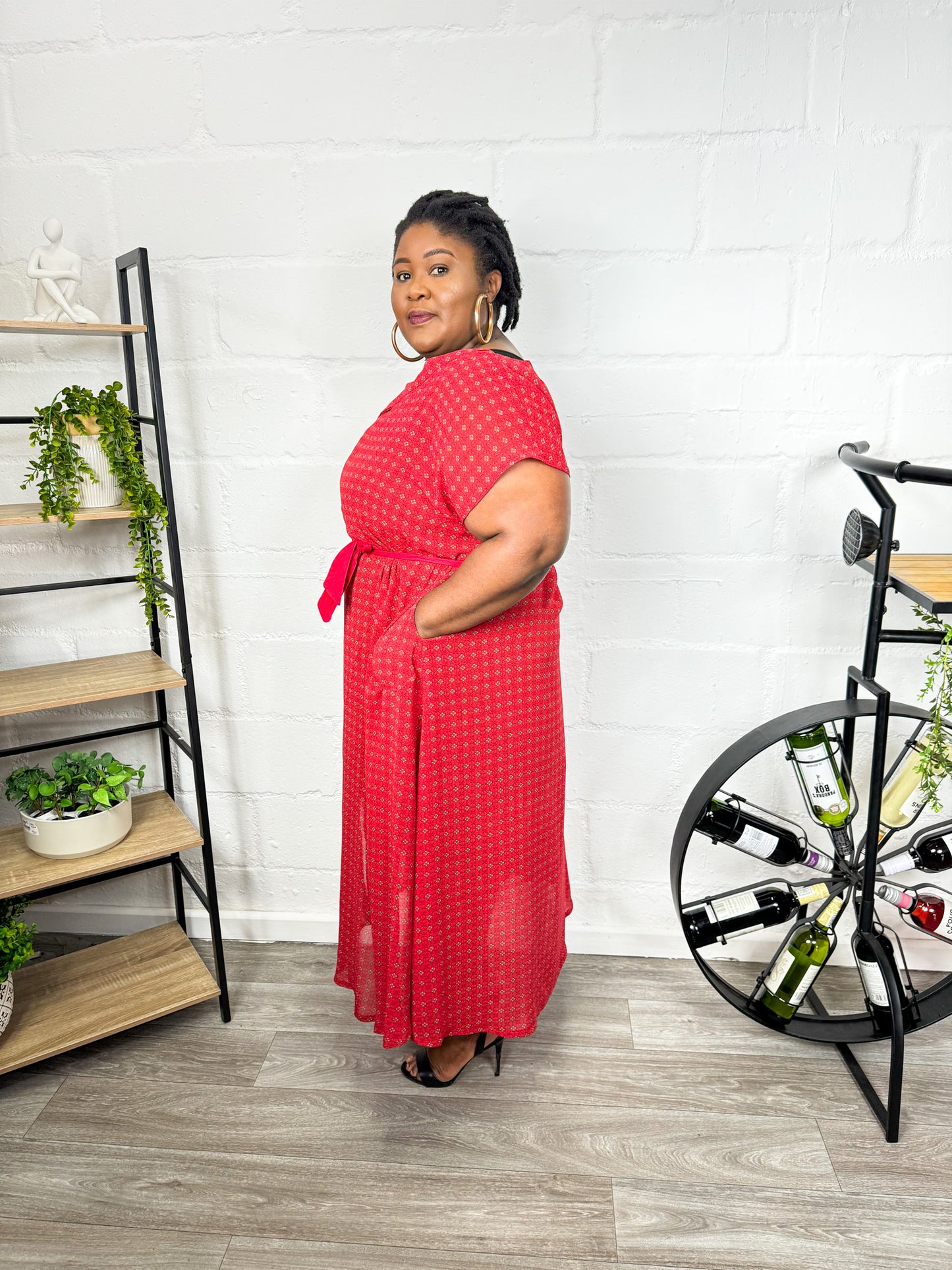 RED CHIFFON DRESS