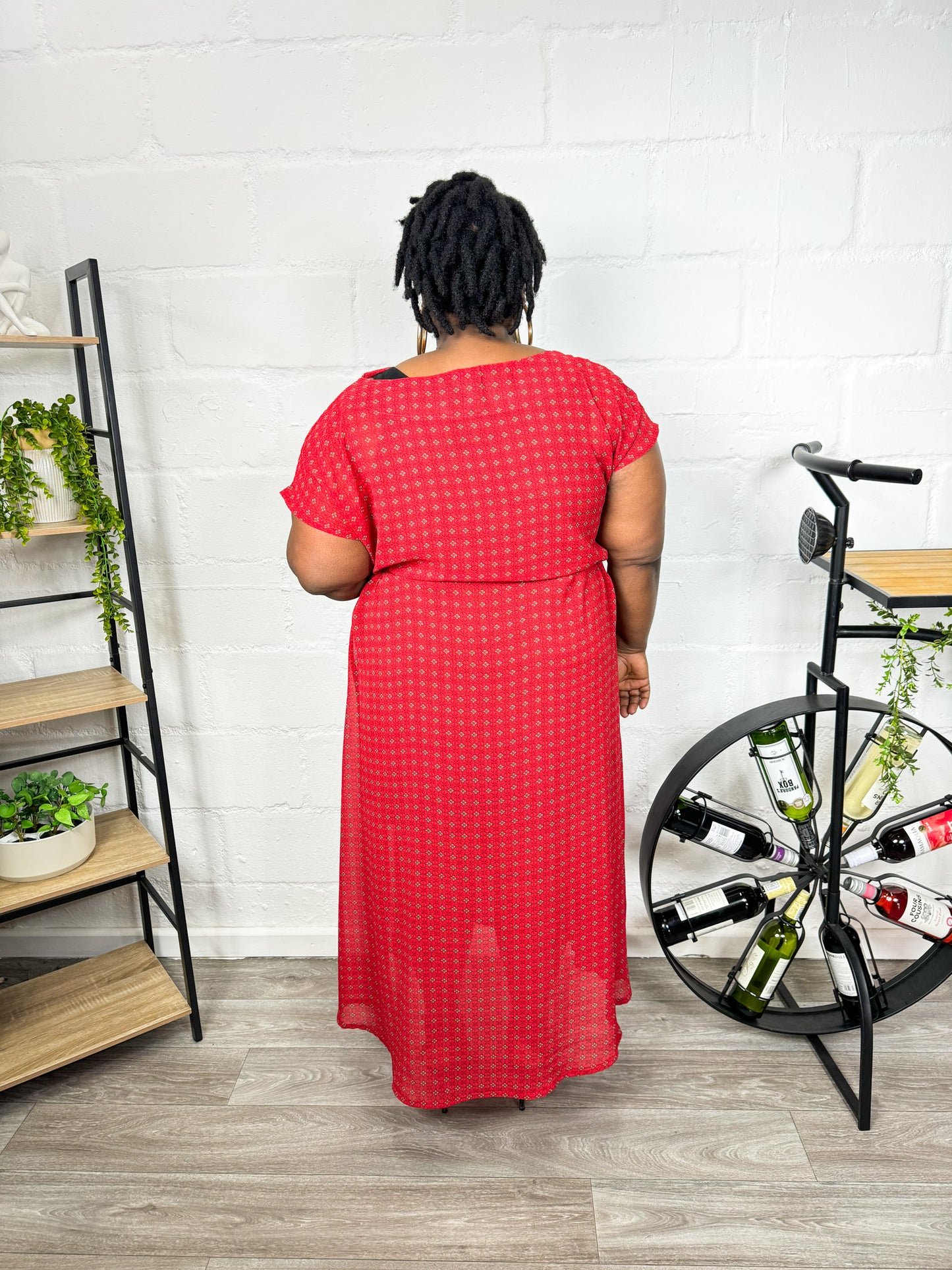 RED CHIFFON DRESS