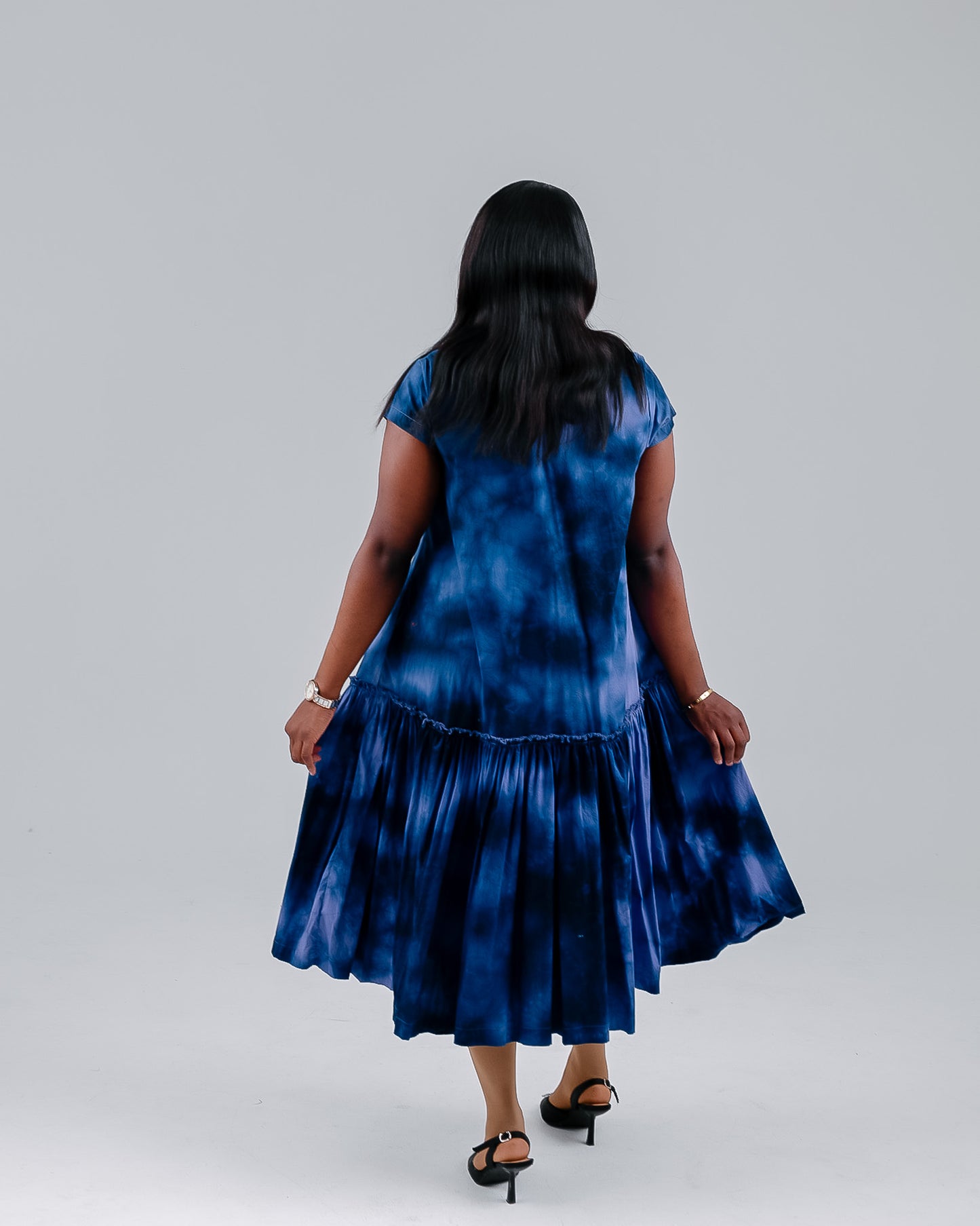 NAVY TIE DYE DALLAS DRESS