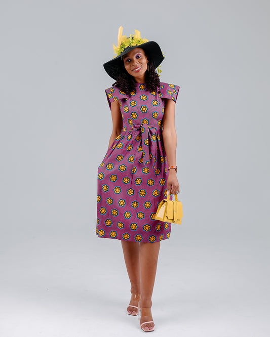 PINK/YELLOW ANKARA DRESS