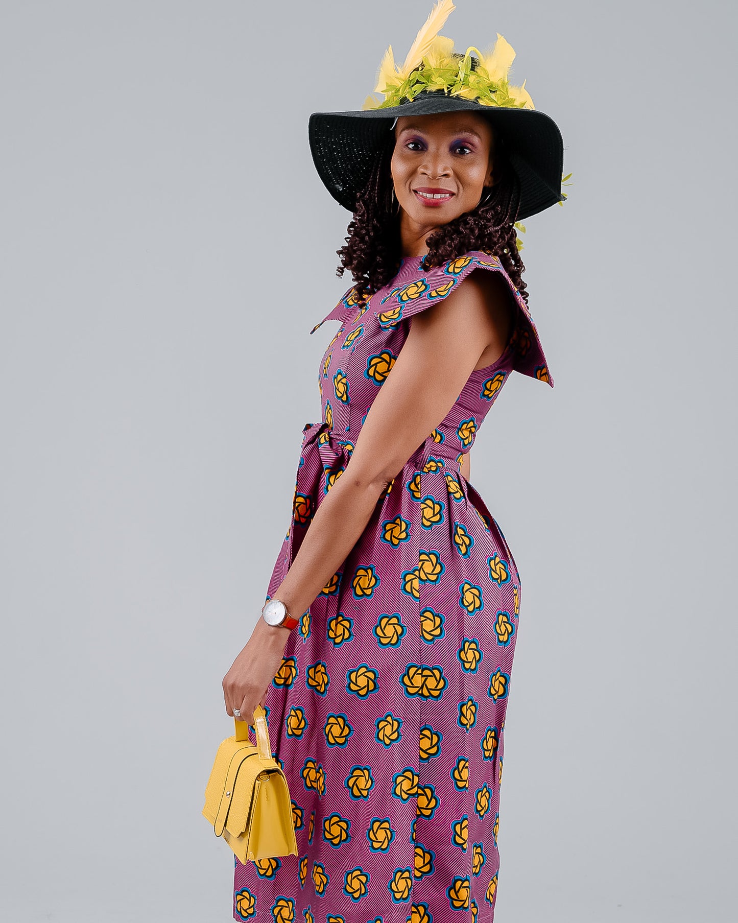 PINK/YELLOW ANKARA DRESS