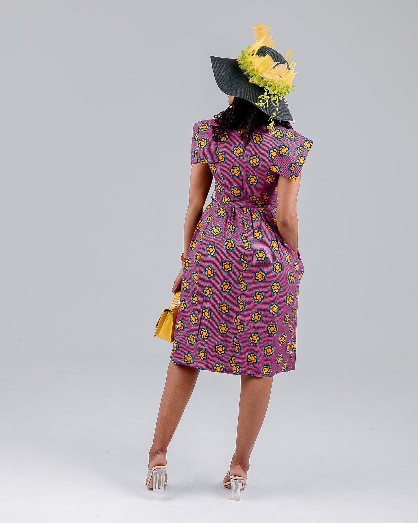 PINK/YELLOW ANKARA DRESS