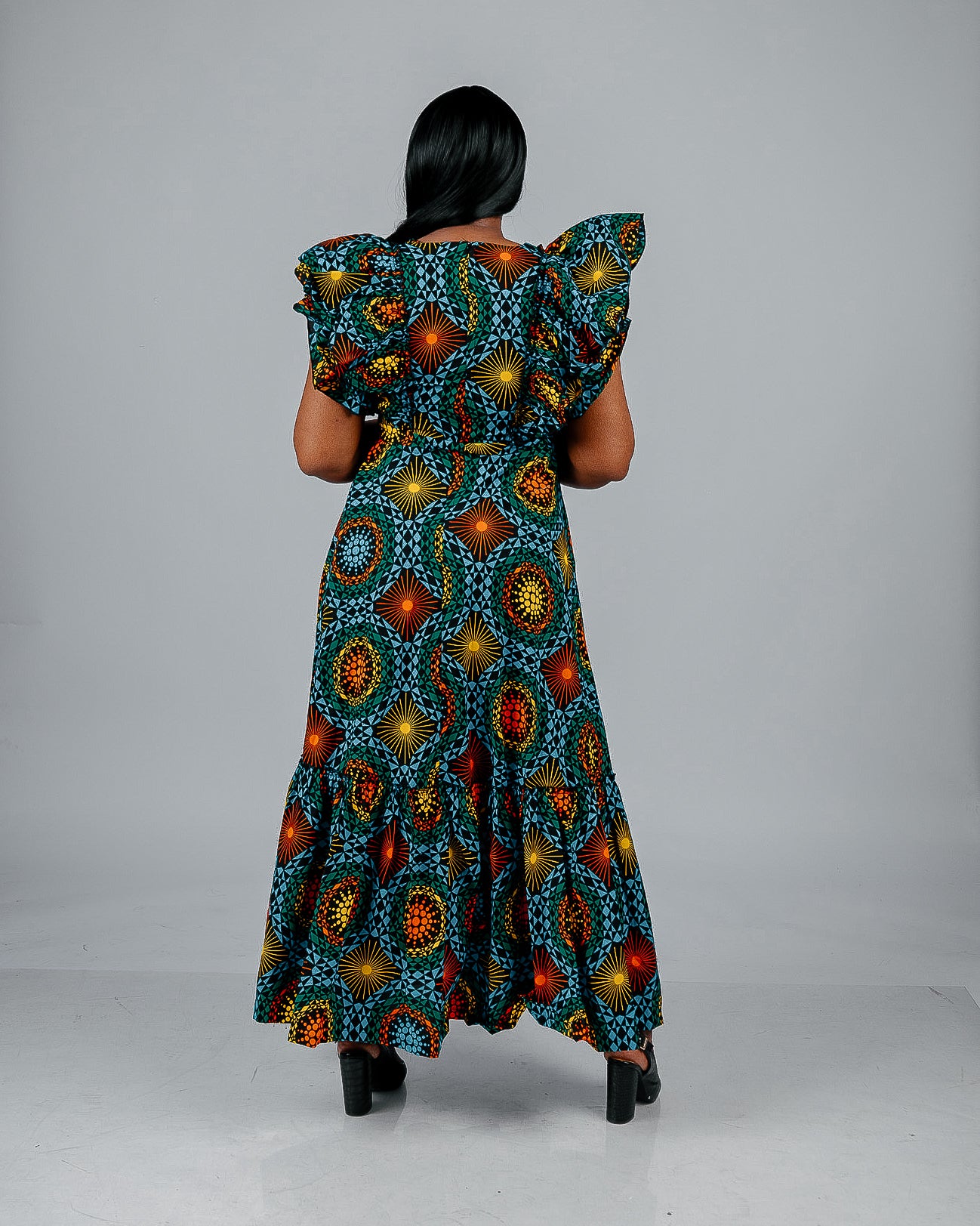 BLUE/MULTICOLOR ANKARA AMXI LEA DRESS