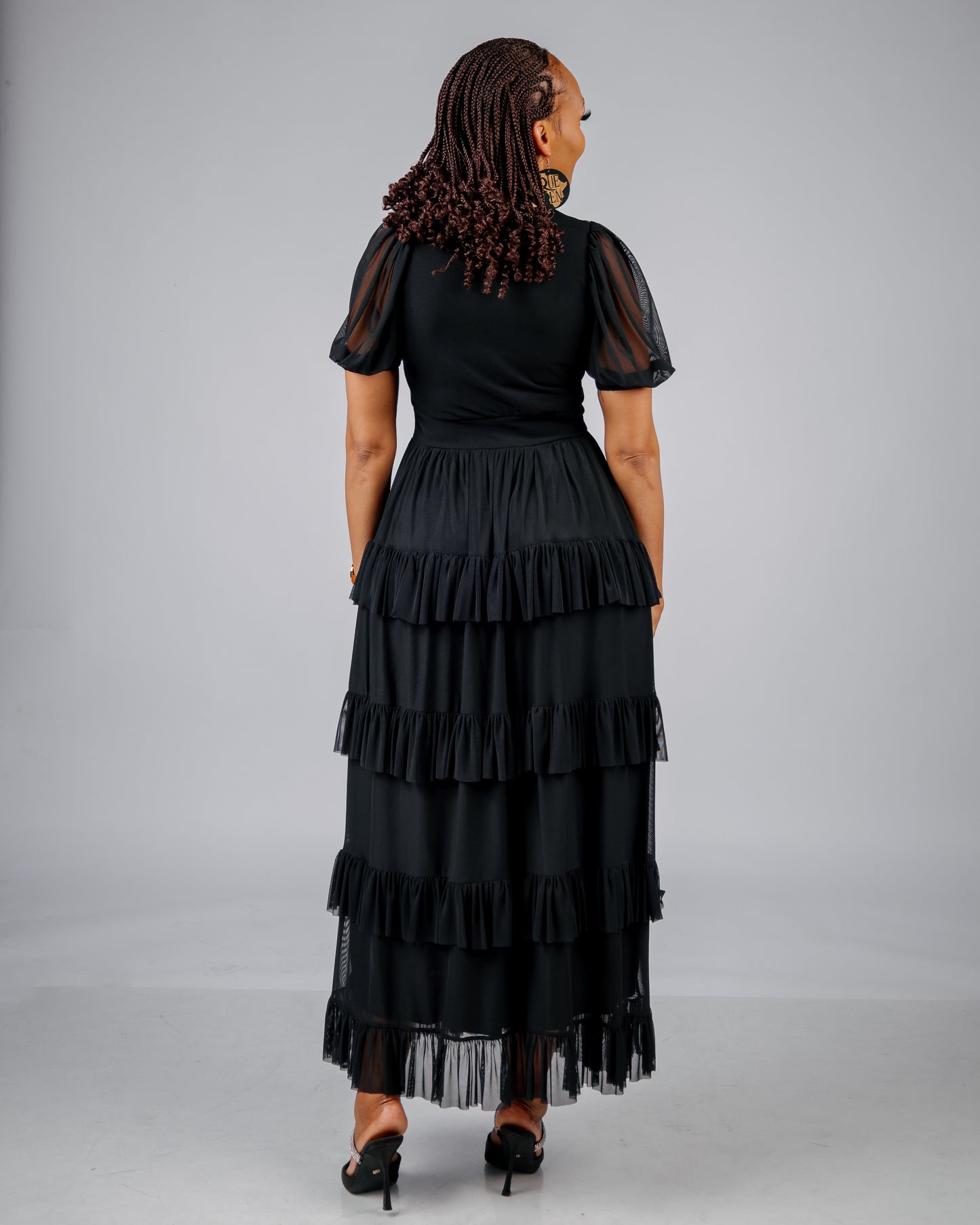 BLACK MULTILAYERED DRESS