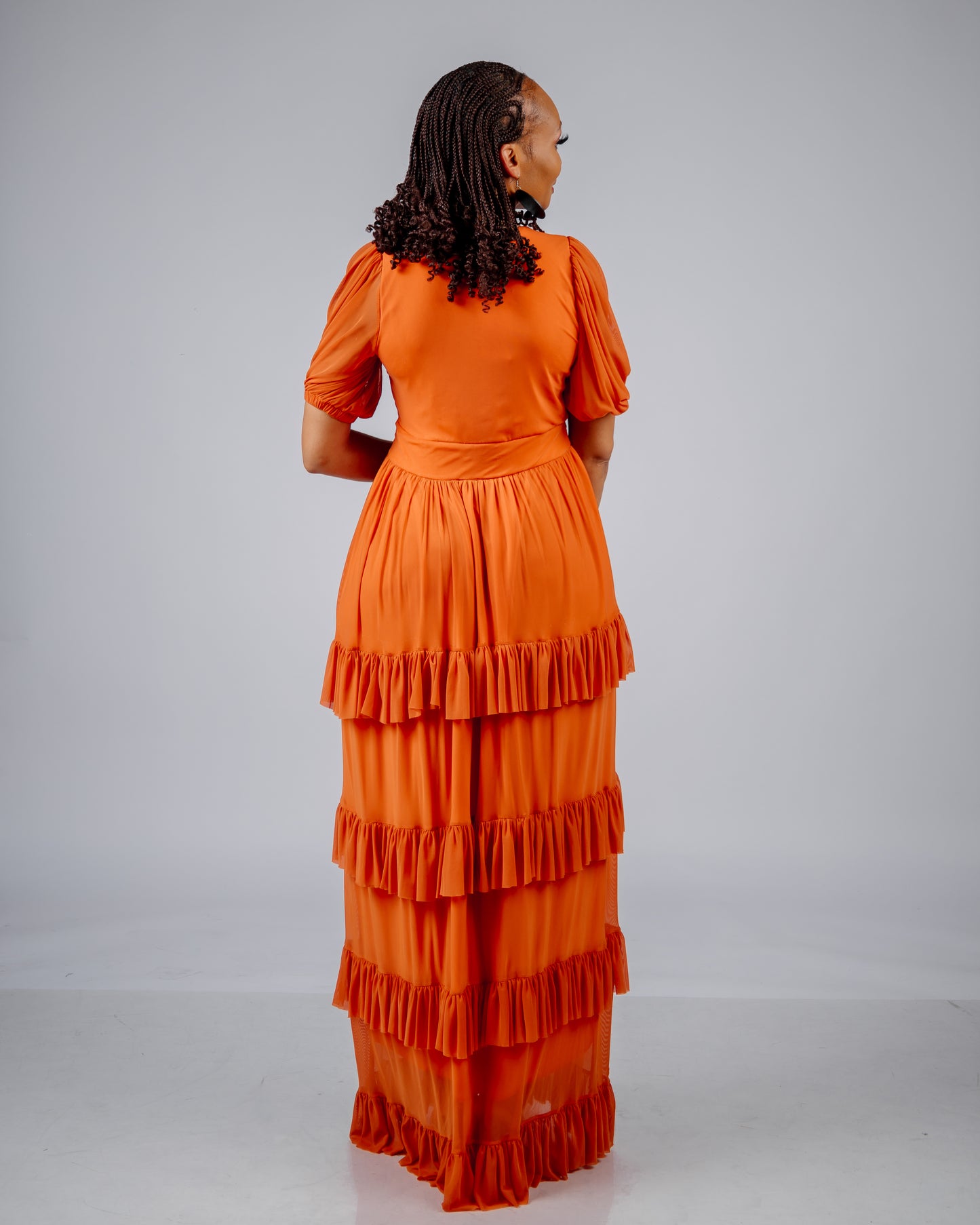 ORANGE MULTILAYERED DRESS