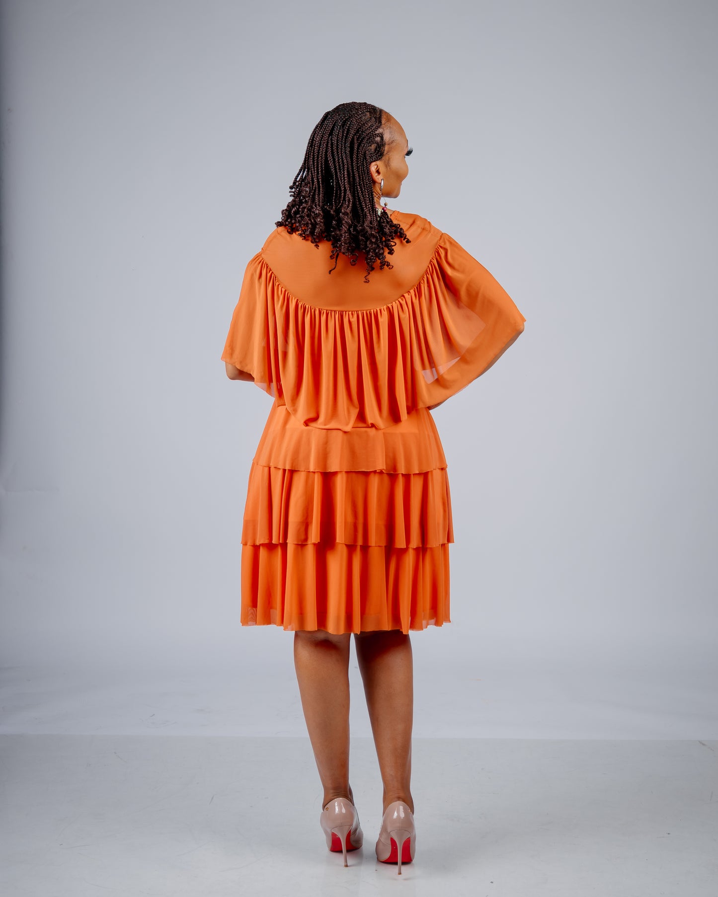 ORANGE MIDI LAYERED DRESS