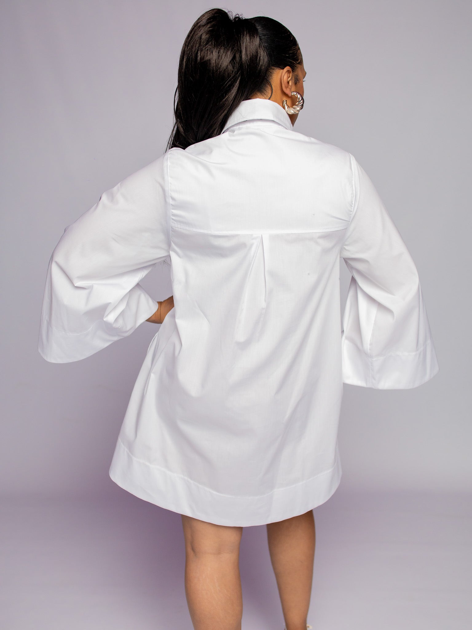 White Qatar Long Sleeved Shirt & Brown Tie FR1147