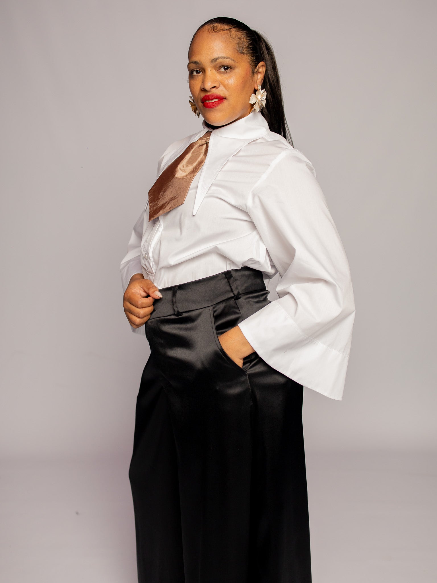 BLACK MILANO WIDE LEG PANTS FR1101