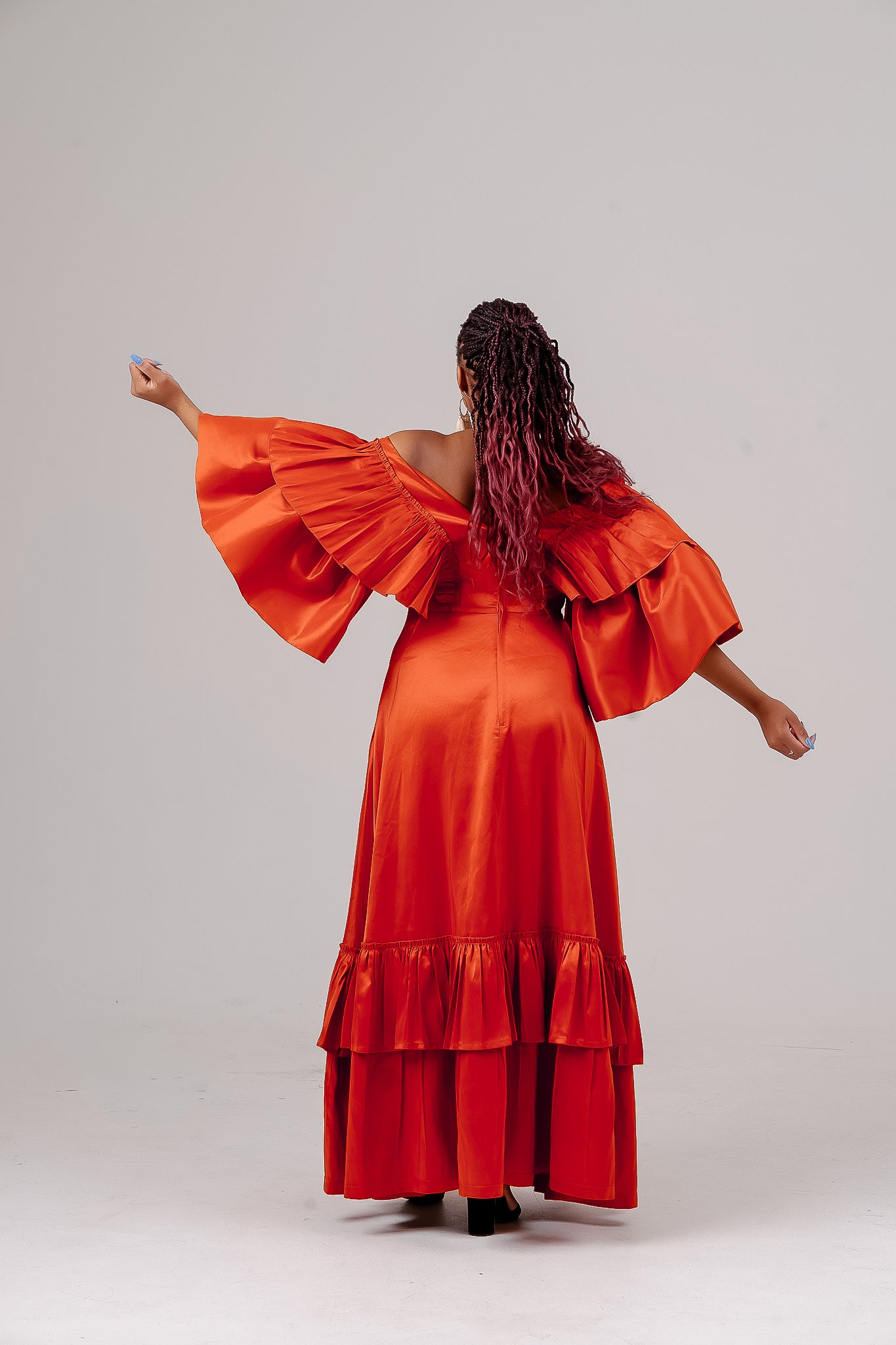 ORANGE OFF SHOULDER DRESS