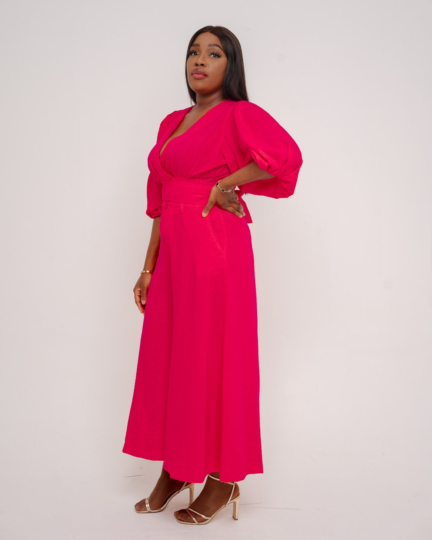 CERISE PINK FLARED PANTS